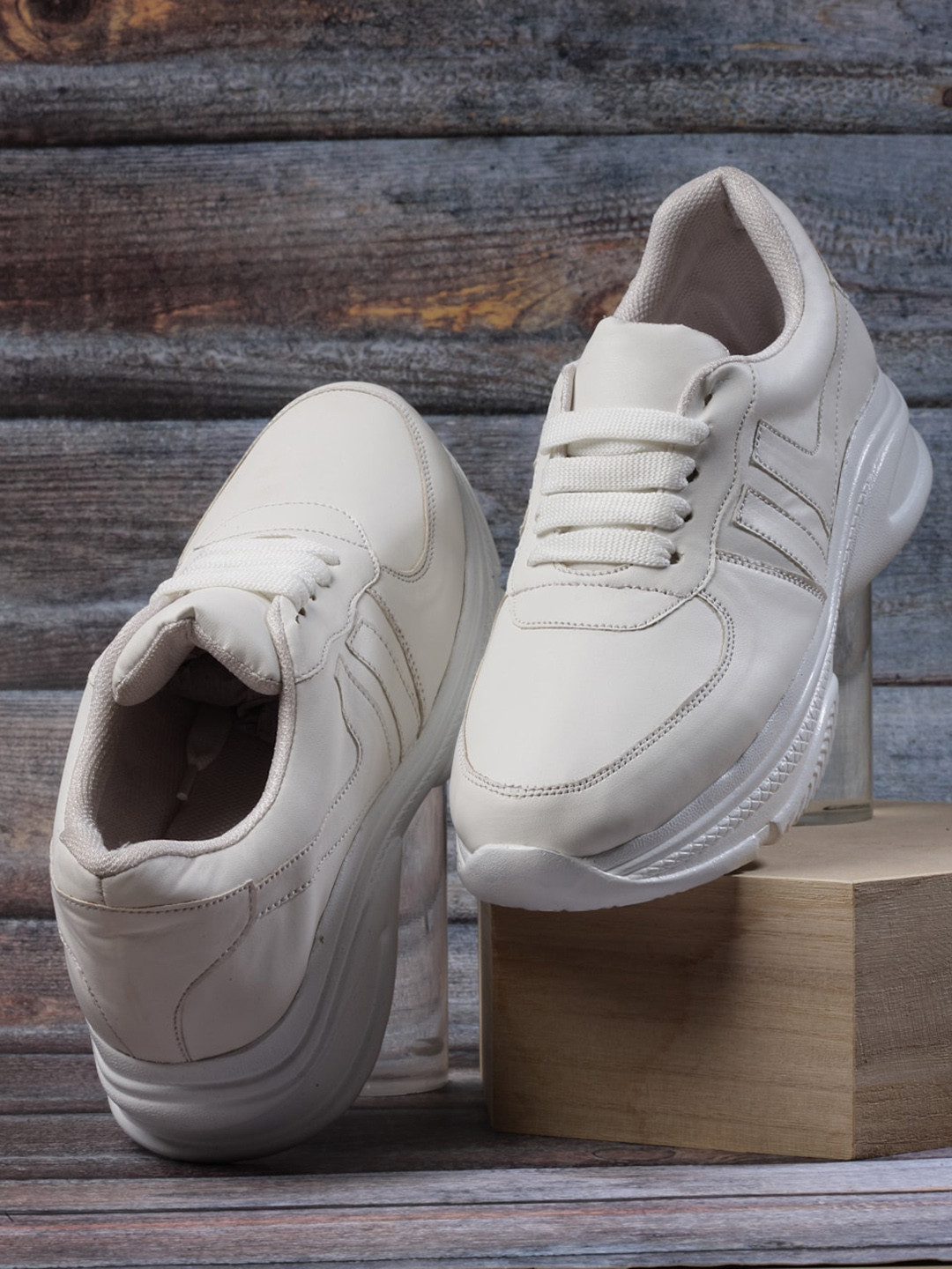 PANAHI Women Off White Solid Lightweight Sneakers