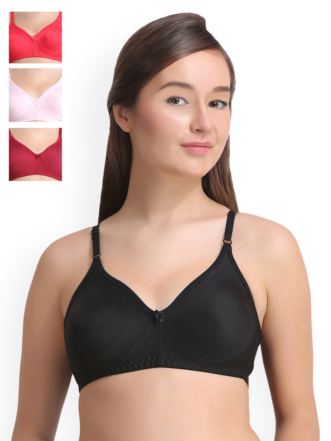 Leading Lady Pack of 4 Solid Everyday Bras LLCOOL-4-PK-MR-BLK-GJ