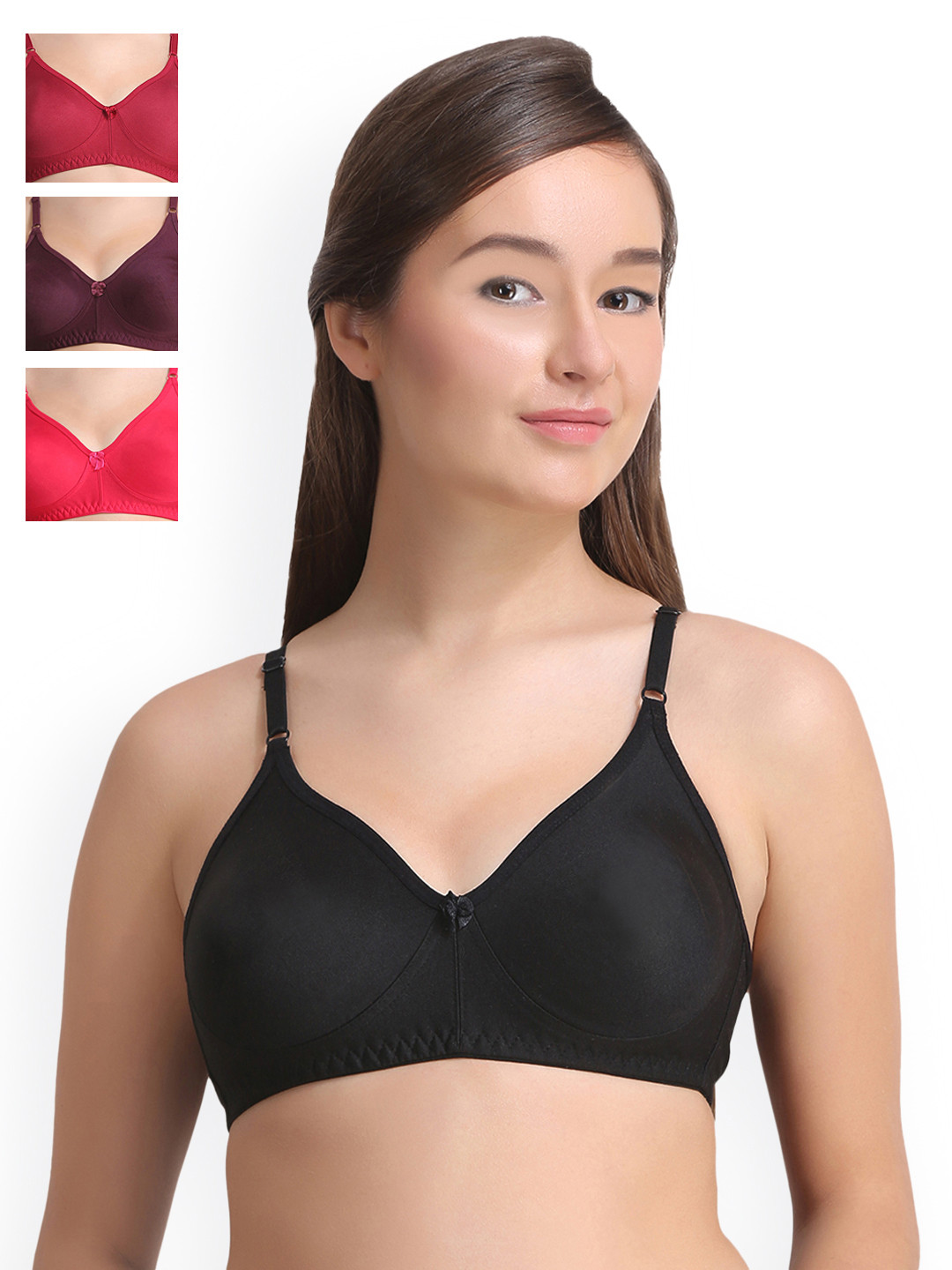 Leading Lady Pack of 4 Solid Everyday Bras LLCOOL-4-RN-PP-MR-BLK