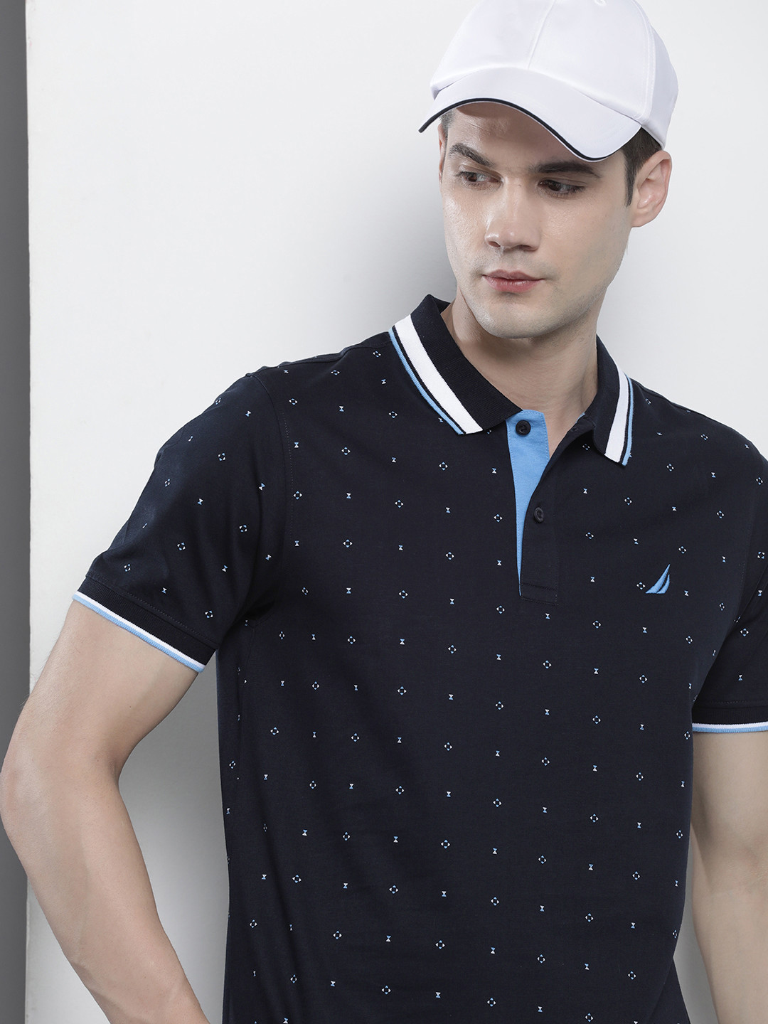 Nautica Printed Polo Collar Pure Cotton T-shirt