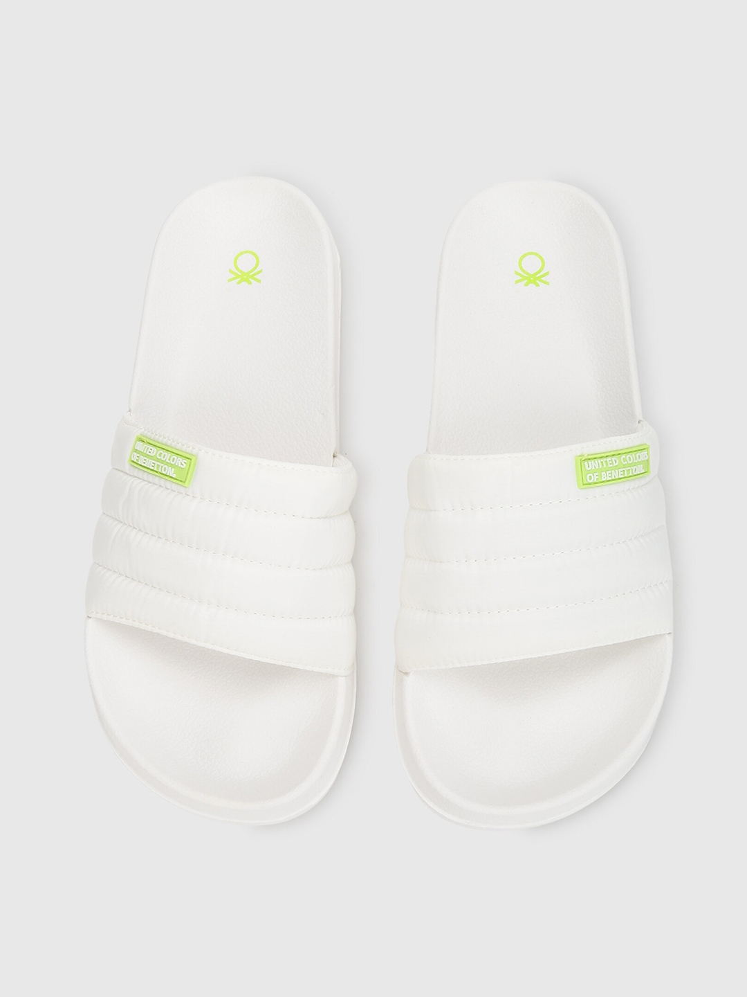 Buy United Colors Of Benetton Men White Solid Sliders Flip Flops