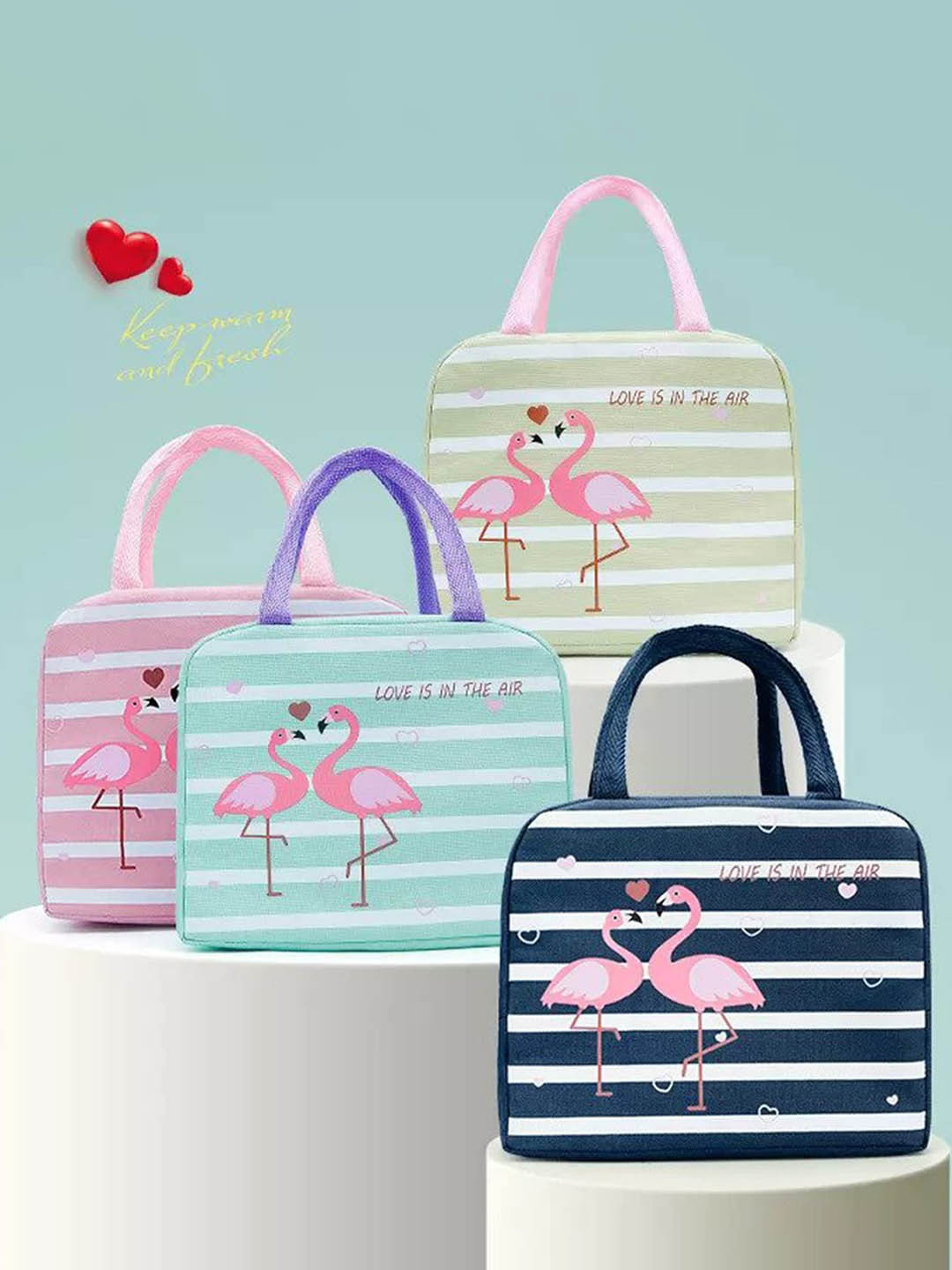 HOUSE OF QUIRK Blue Printed Lunch Bag