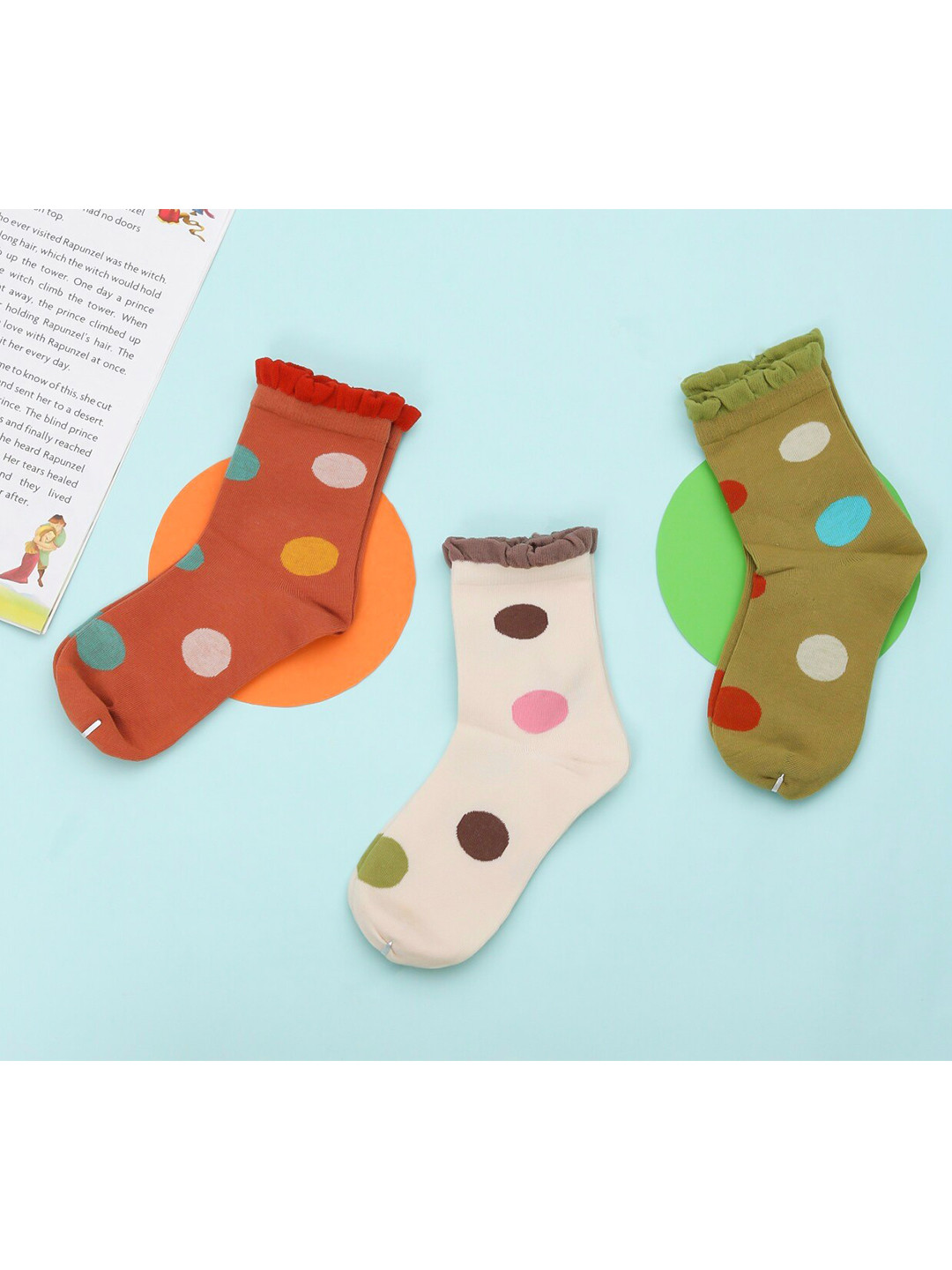 Yellow Bee Girls Pack Of 3 Printed Cotton Ankle Length Socks