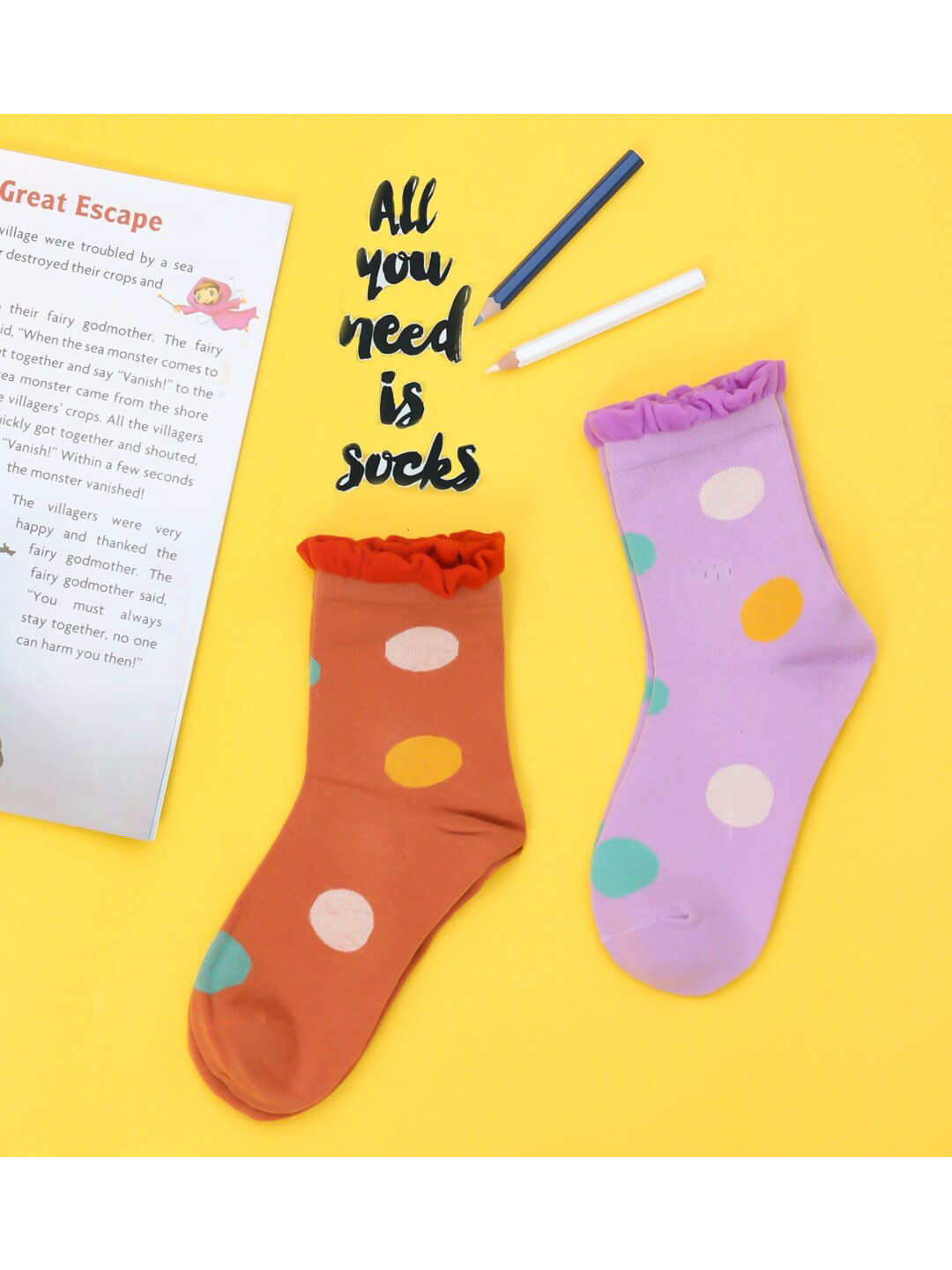 Yellow Bee Girls Pack Of 2 Purple & Brown Patterned Cotton Ankle-Length Socks