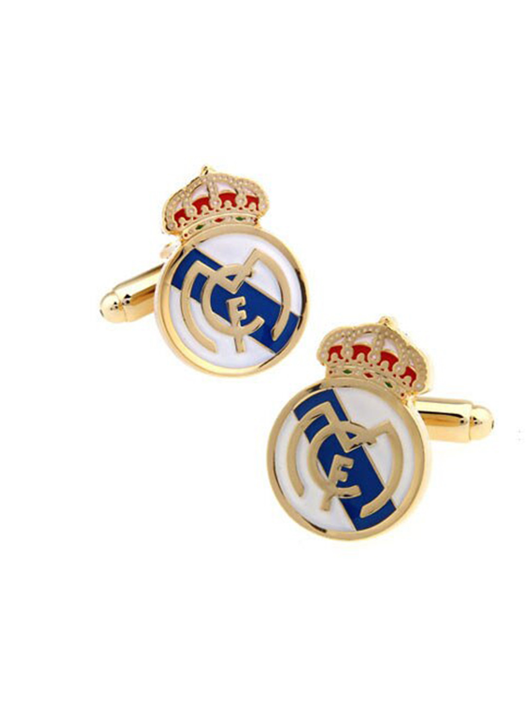 The Tie Hub Gold-Toned & Blue Geometric Cufflink
