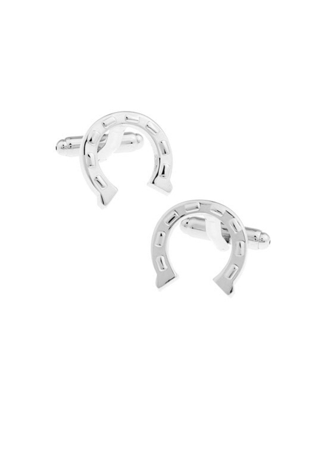 The Tie Hub Men Silver-Toned Horse Shoe Silver Cufflinks