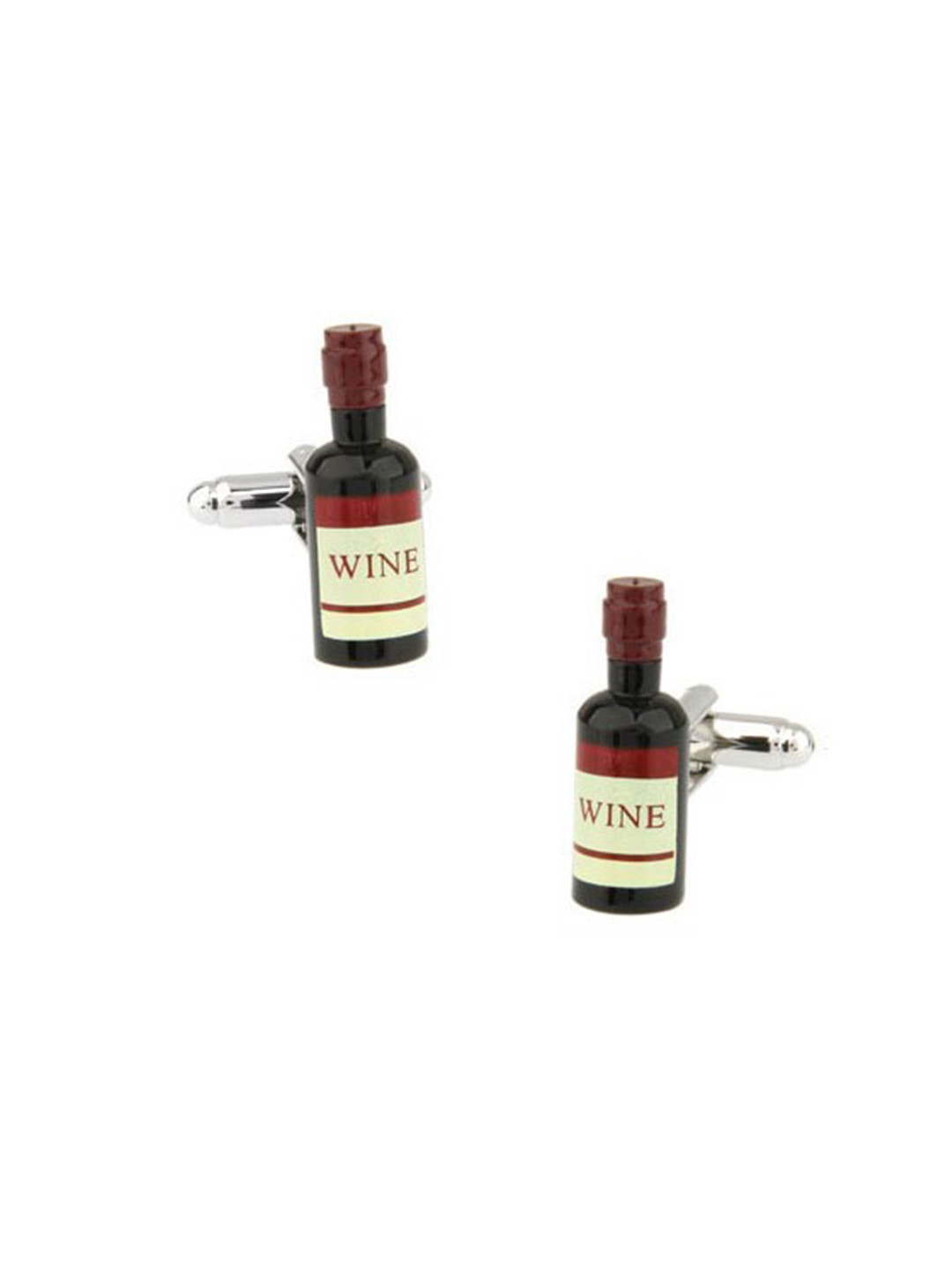 The Tie Hub  Men Red & Silver-Toned Red Wine Bottle Cufflinks