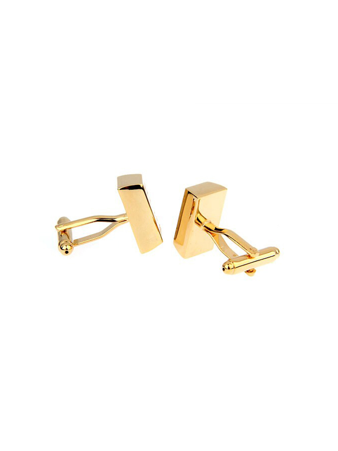 The Tie Hub Men Gold-Toned & White Bar Cufflinks