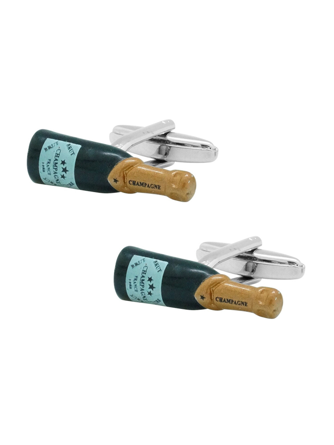 The Tie Hub Green & Brown Champagne Bottle Cufflink