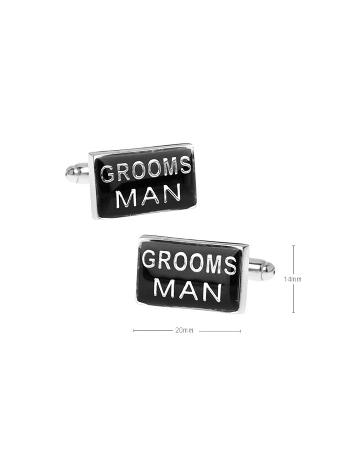 The Tie Hub Silver-Toned & Black Grooms Man Cufflink