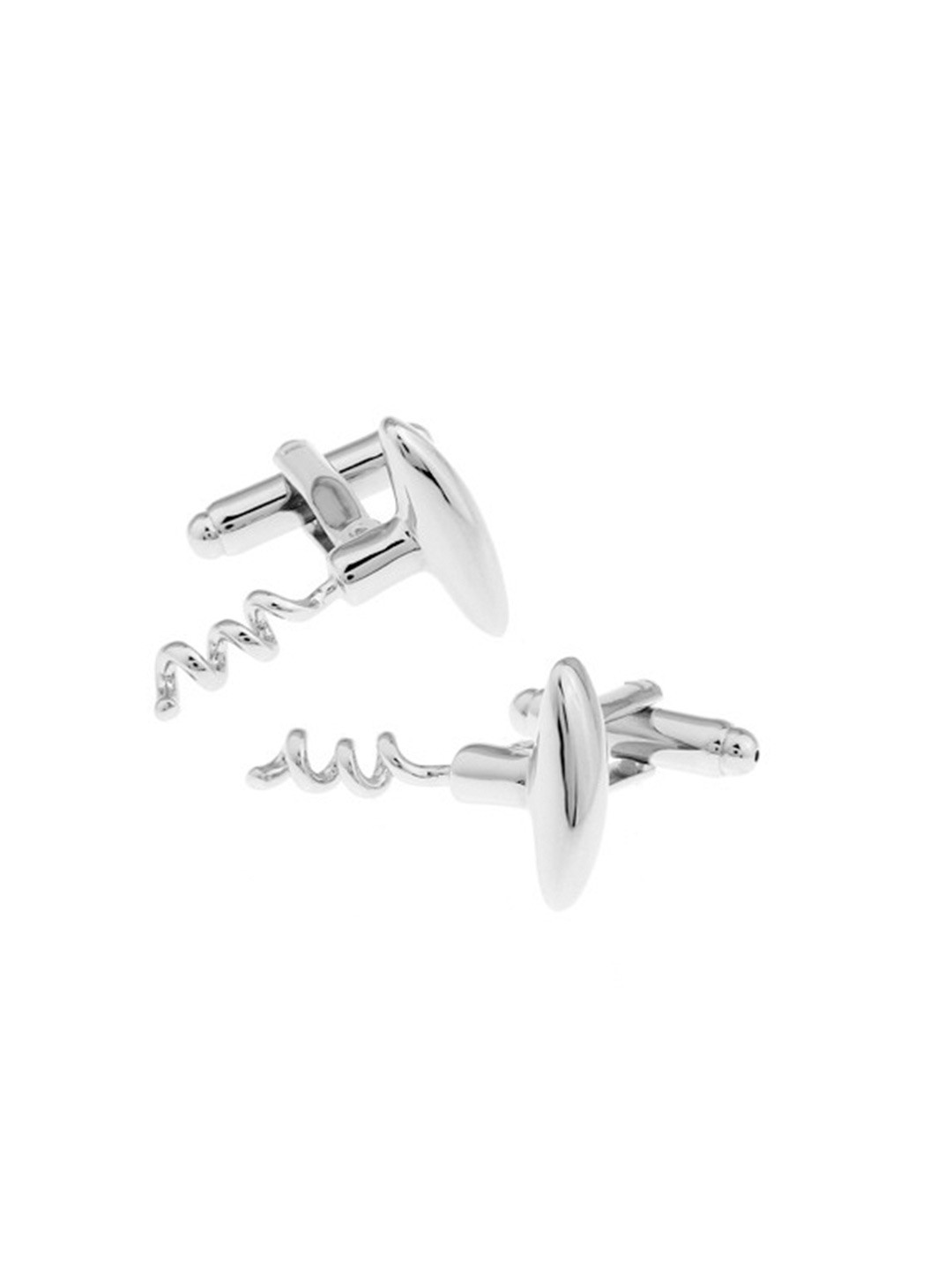 The Tie Hub Silver-Toned Corkscrew Brass Cufflink