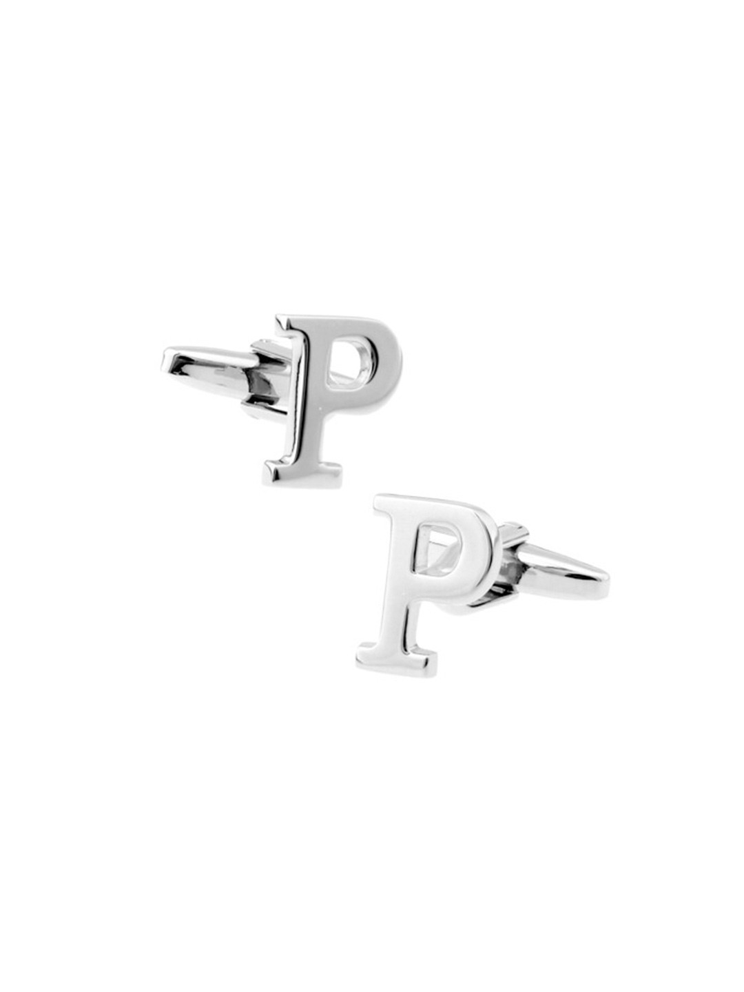 The Tie Hub Silver-Toned Alphabet P Cufflink