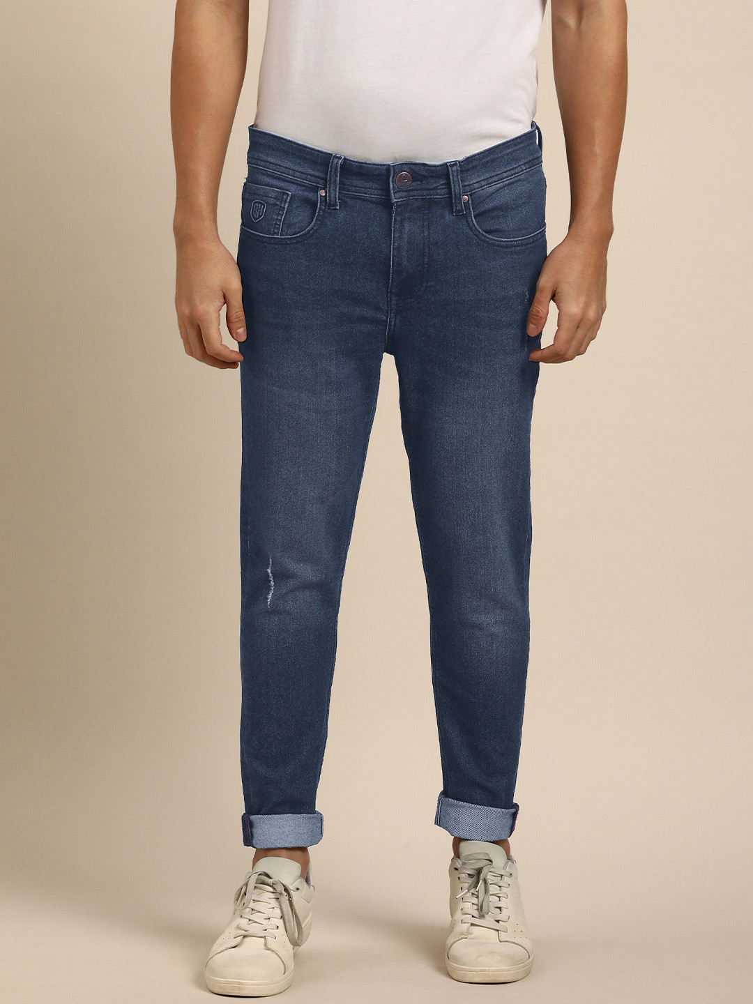 Being Human Clothing Men Slash Knee Light Fade Stretchable Jeans