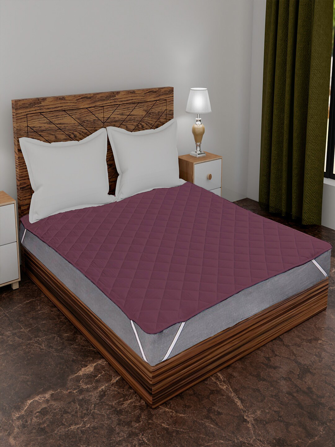 AVI Burgundy Solid Queen Size Mattress Protector