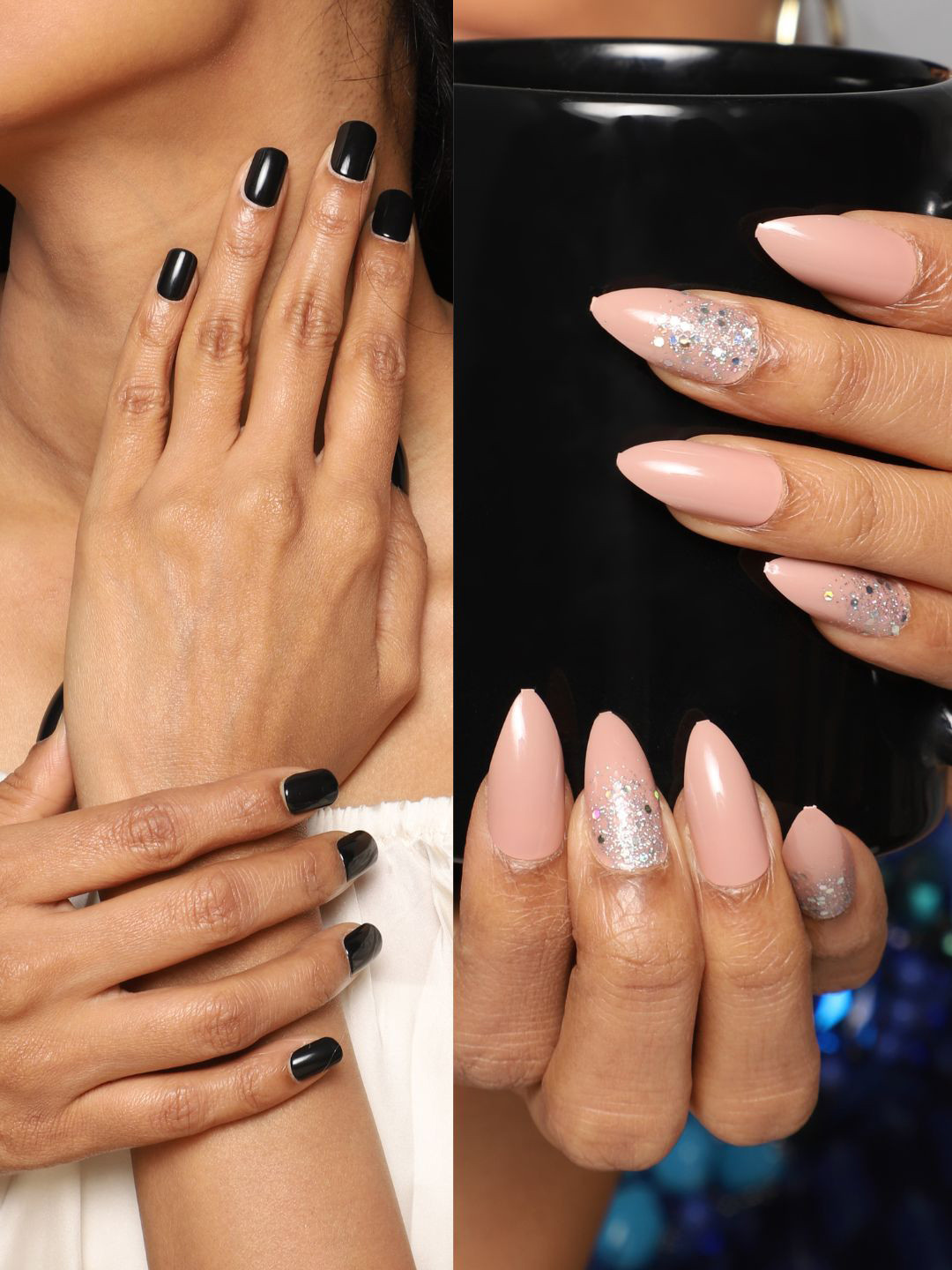 LICK Women Pack Of 2 False Fake Reusable Acrylic Press on Nails