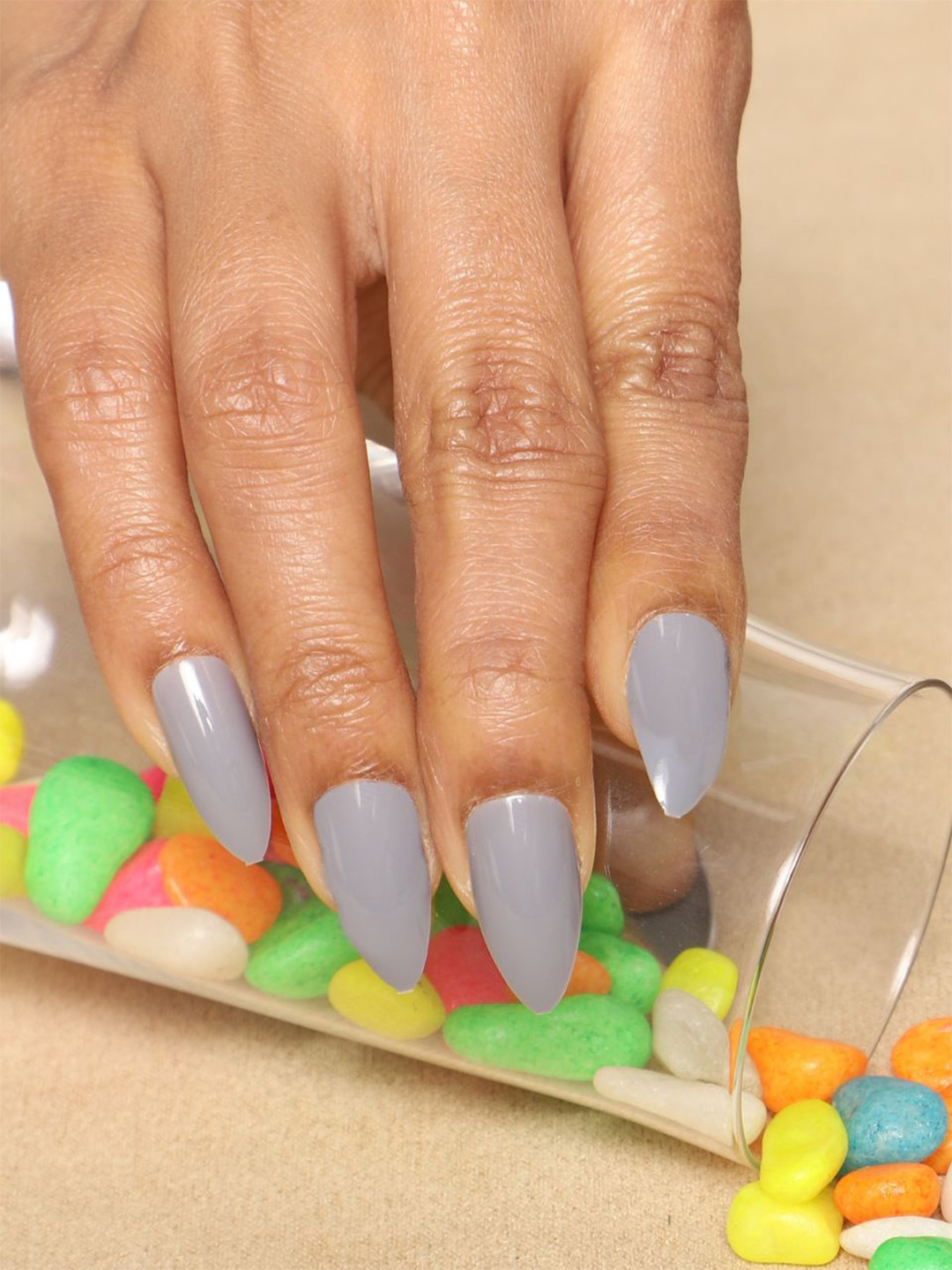 LICK 24 Pieces Press On Nails Extension With Quick Dry Nail Glue - Ivory