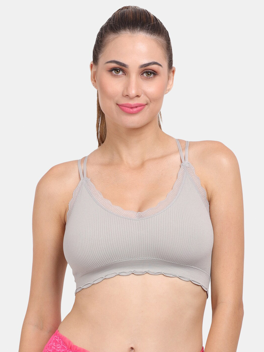 Amour Secret Grey Lightly Padded Dry fit Sports Bra