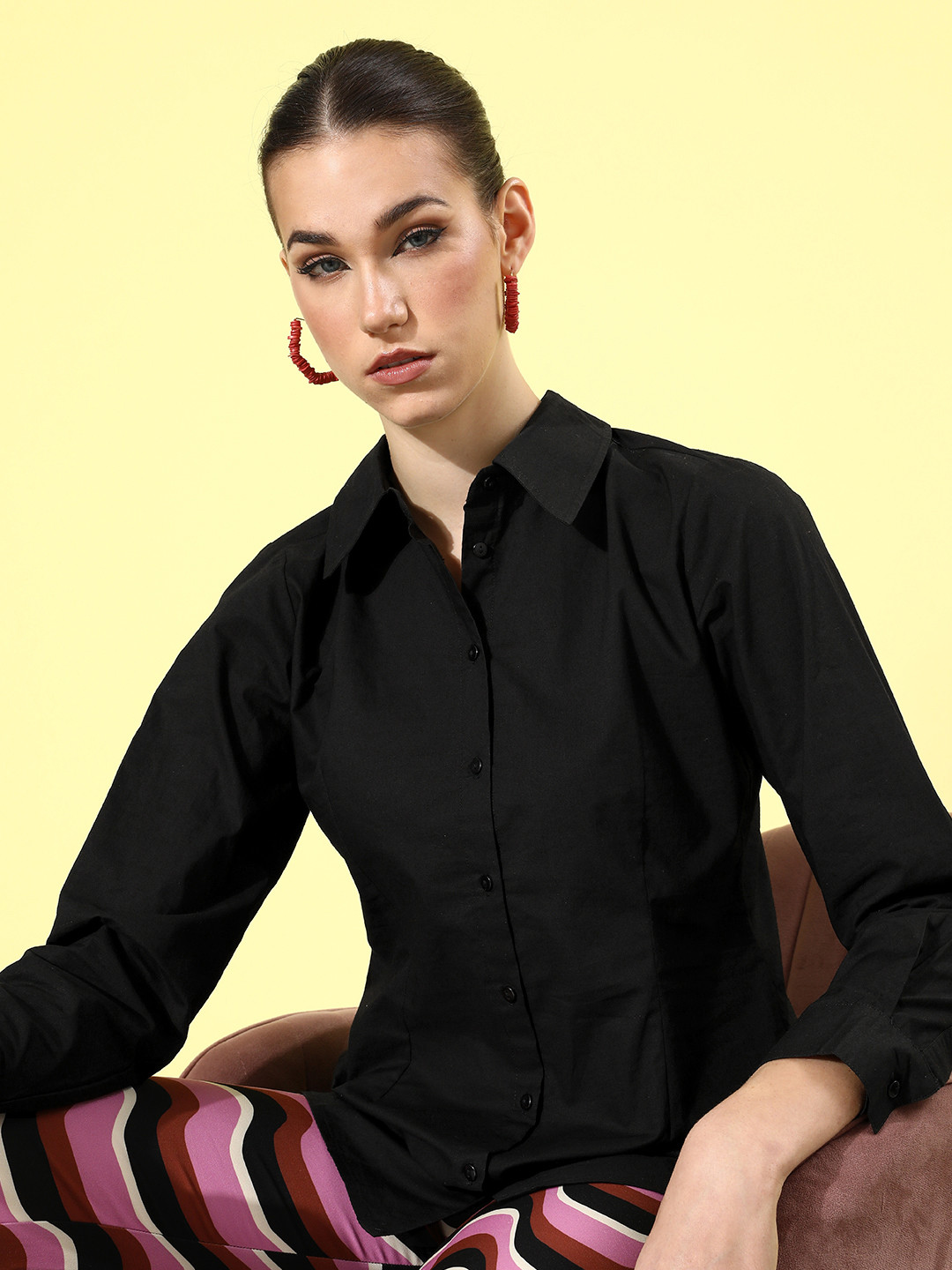 The Roadster Lifestyle Co. Jet Black Pure Cotton Longline Pret A Party Soul Ties Shirt