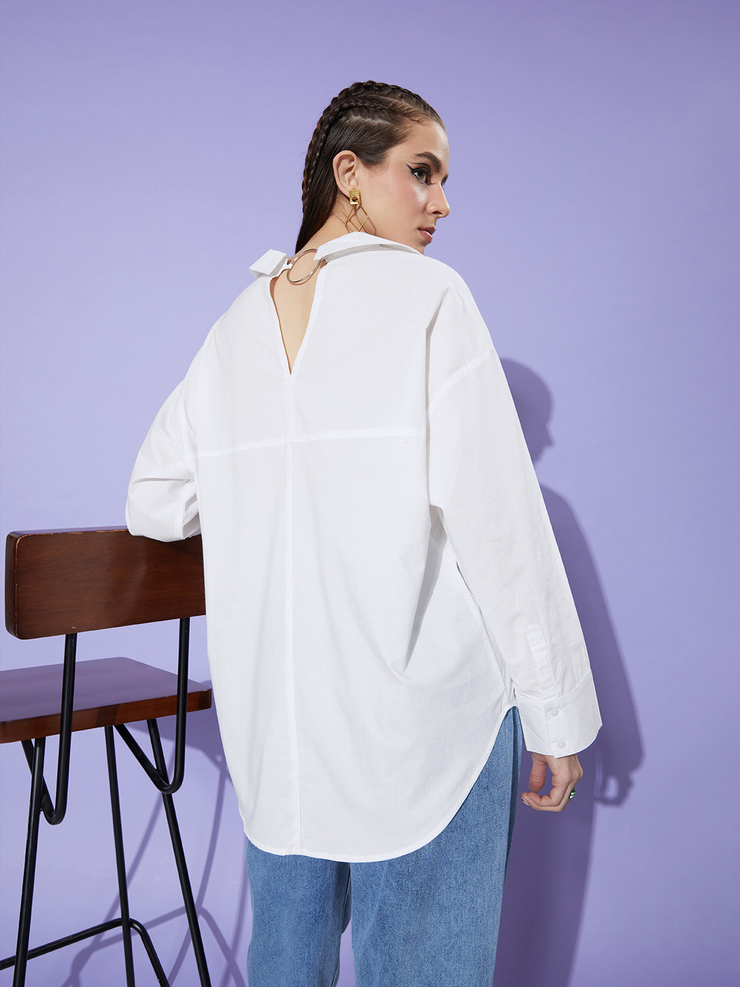 The Roadster Lifestyle Co. Snow White Party Soul Ties Shirt Style Longline  Cotton Top