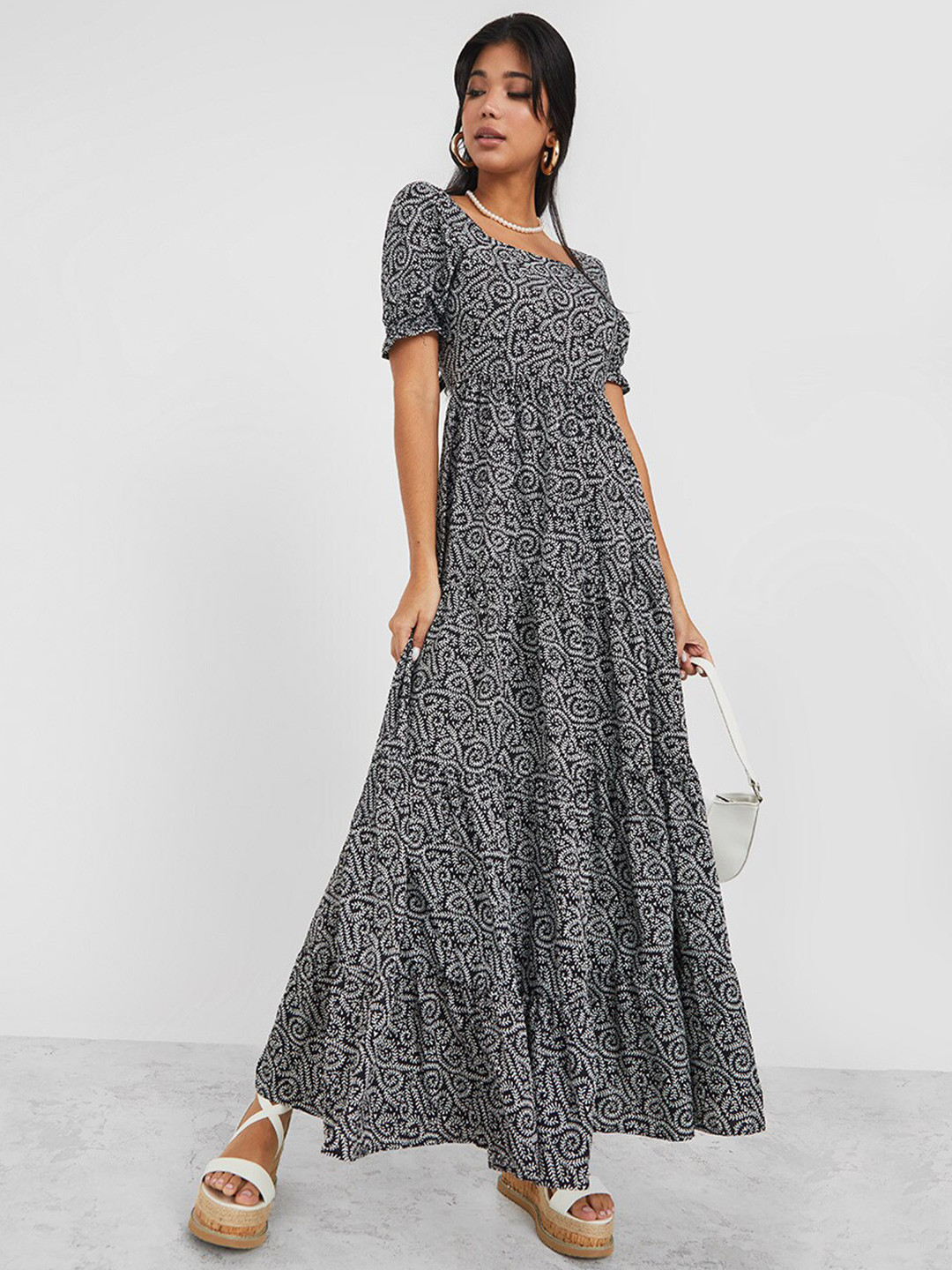 Styli Women Floral Tiered Maxi Dress