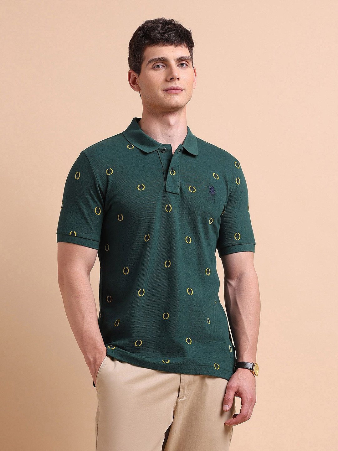 U.S. Polo Assn. Men Pure Cotton Heritage Print Polo T-Shirt