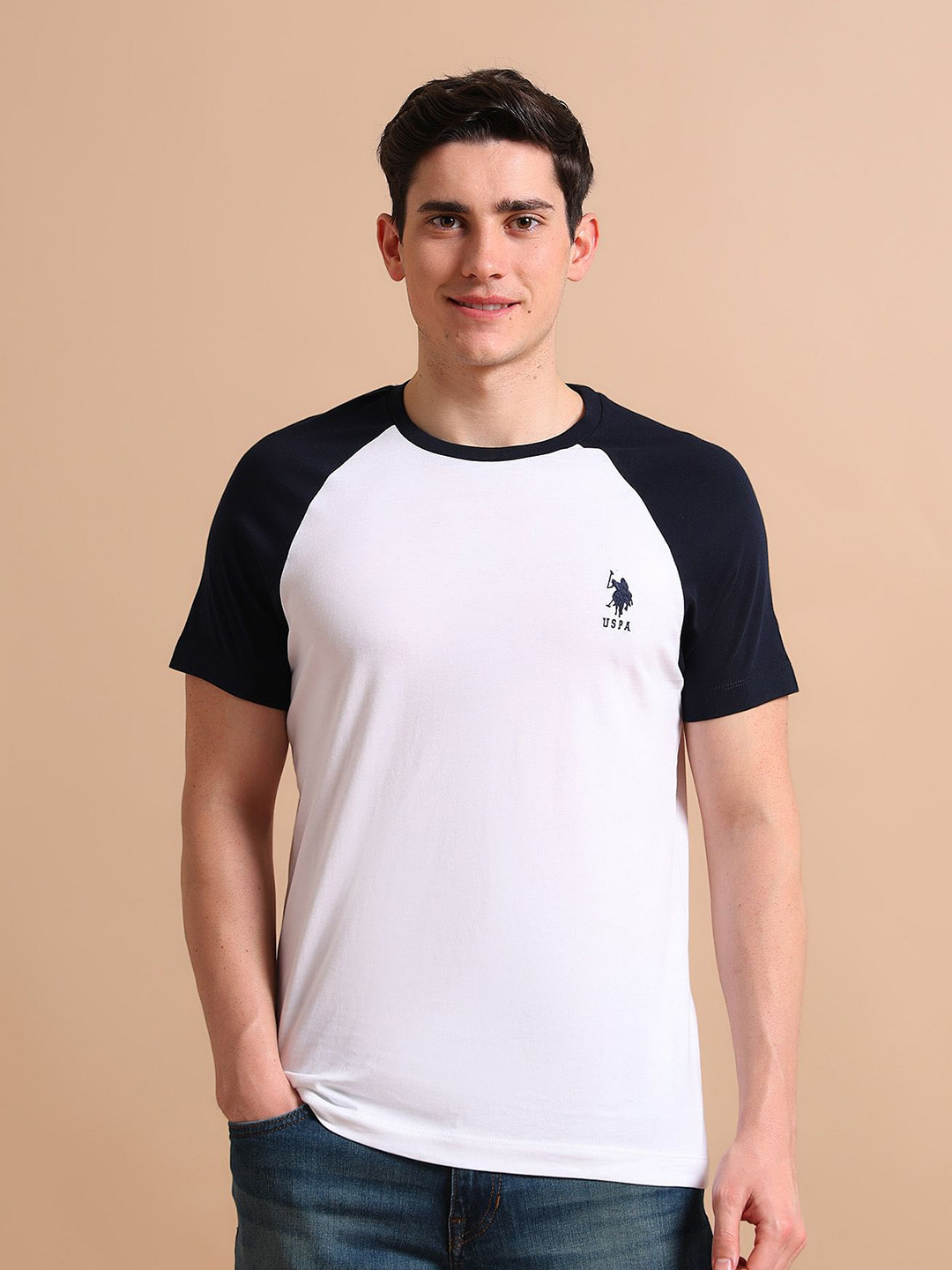 U.S. Polo Assn. Men Pure Cotton Varsity Colourblock T-Shirt