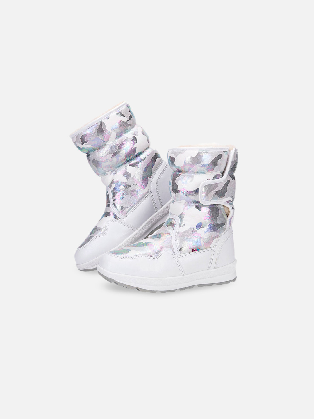 Little Surprise Box LLP Kids White & Silver Glam Winter/Snowboots