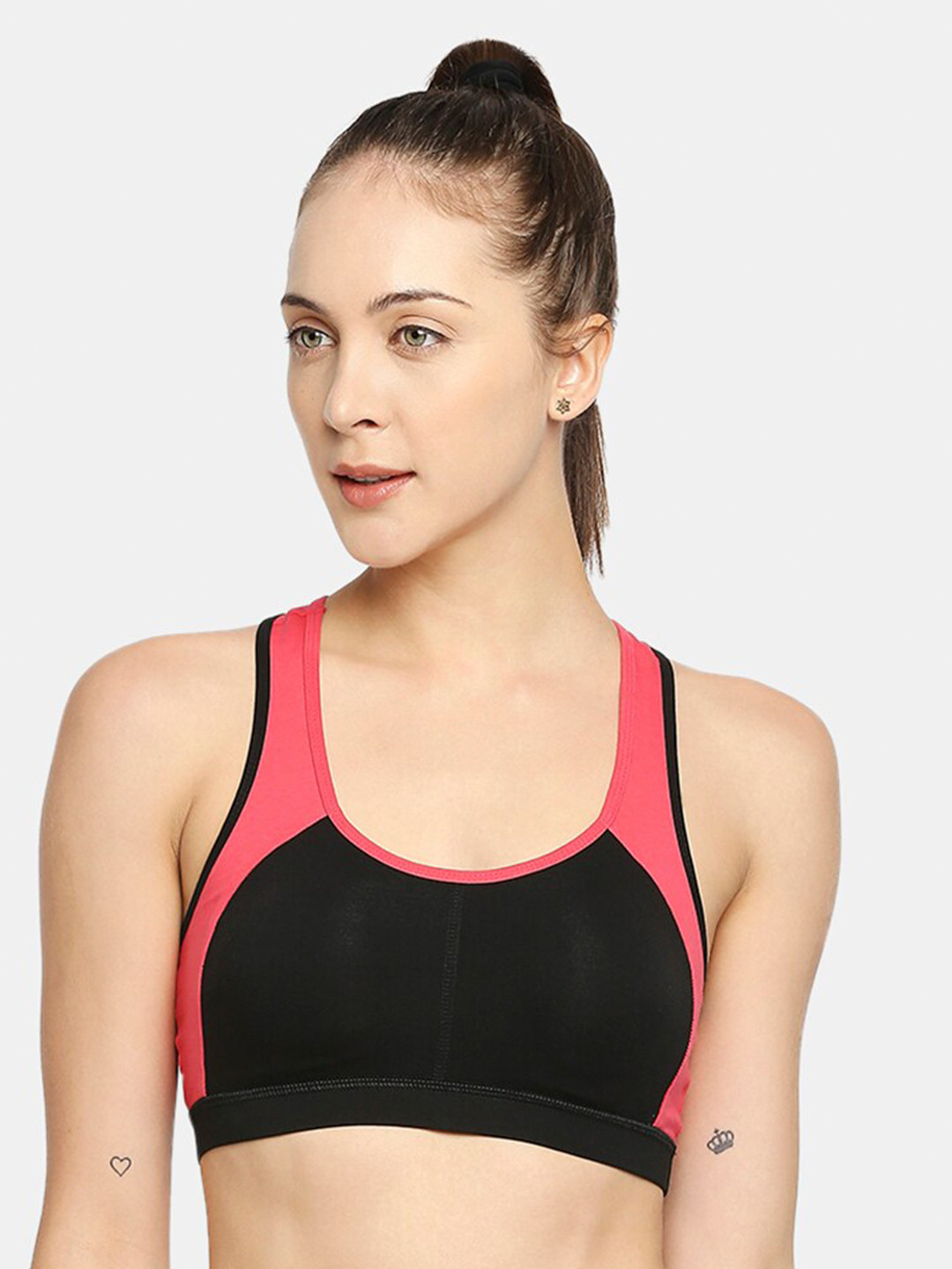 RedRose Black & Pink Bra Lightly Padded Dry Fit Bra