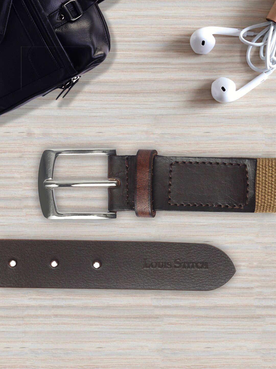 LOUIS STITCH Men Brown Textured Belt