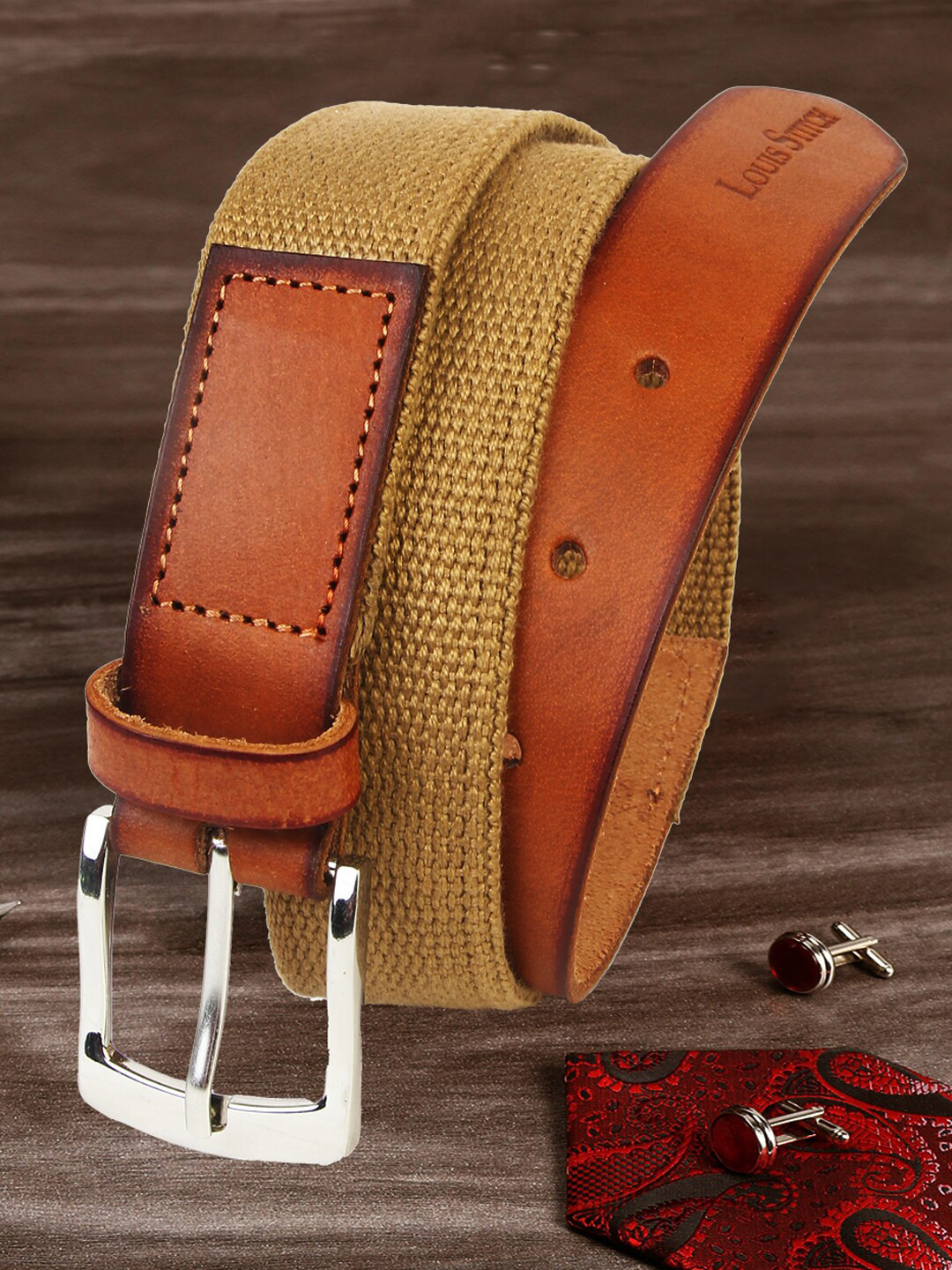 LOUIS STITCH Men Tan Textured Belt