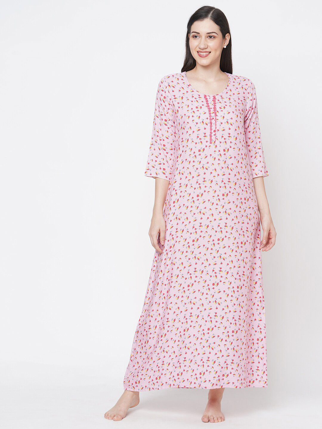 SDL by Sweet Dreams Pink Printed Maxi Nightdress