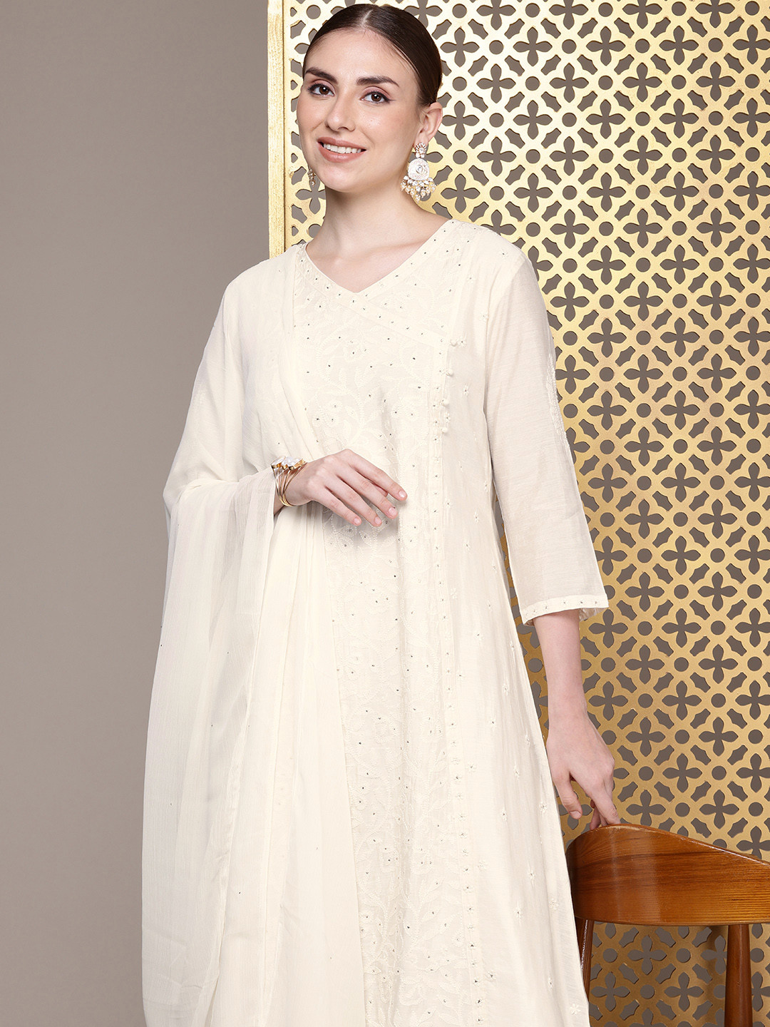 House of Pataudi Chikankari Embroidered Thread Work Jashn Kurta Set