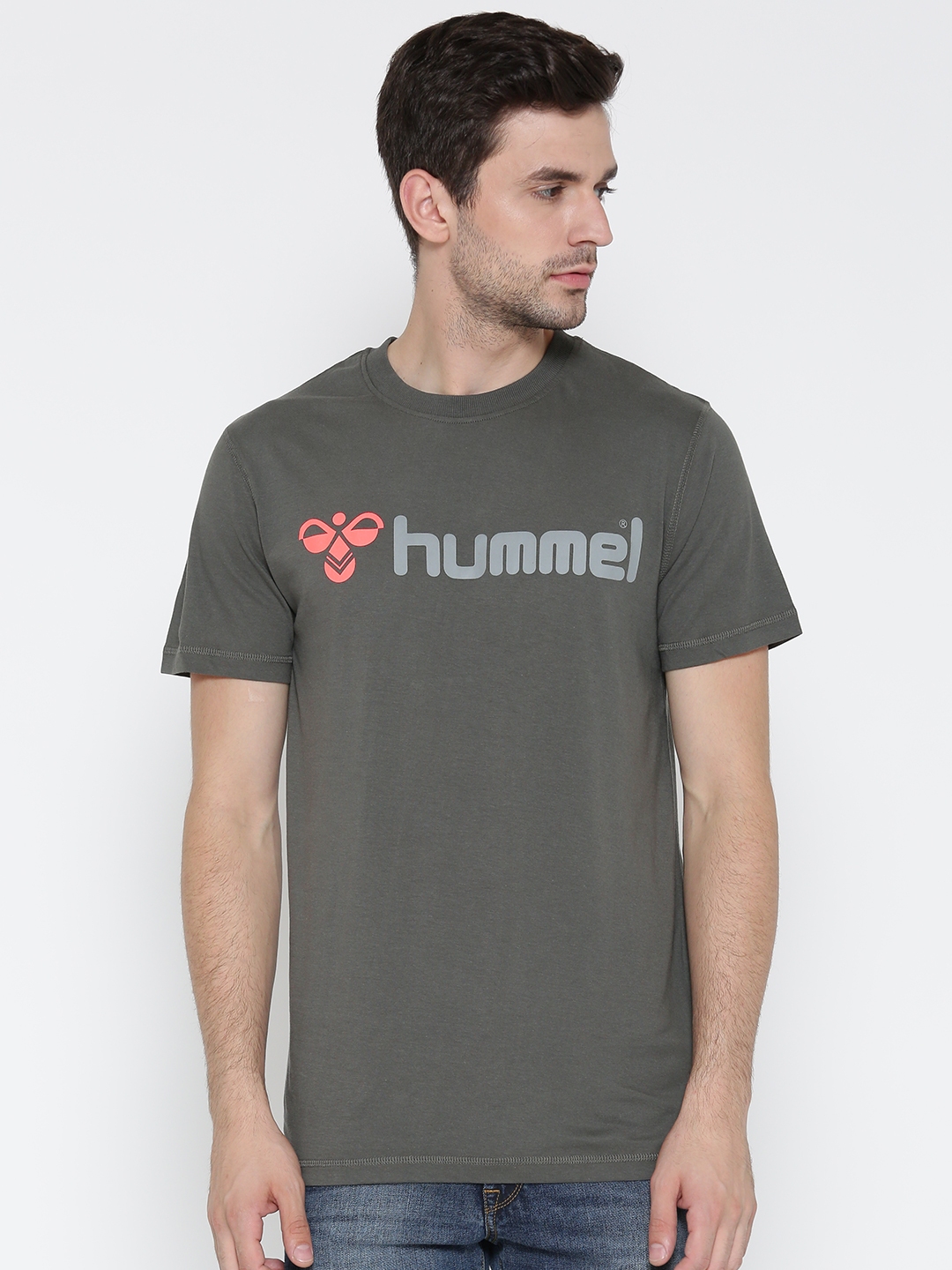 Buy Hummel Men Grey Printed Classic Bee Ss Round Neck T Shirt - Tshirts for 2061488 |