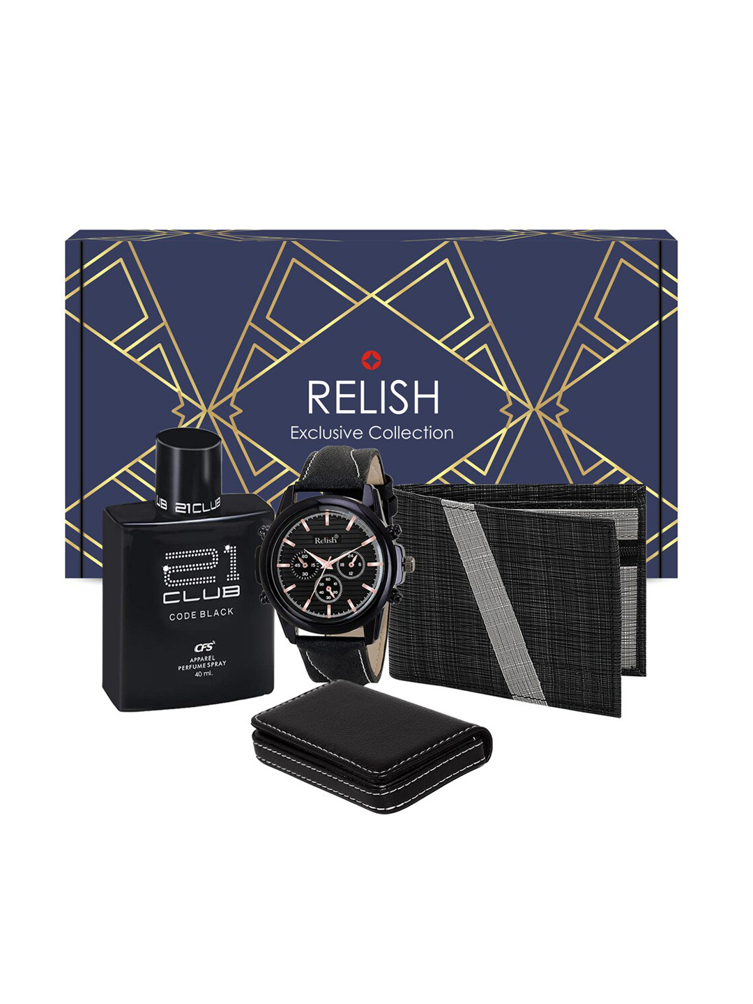 Relish Men Black Solid Accessory Gift Set