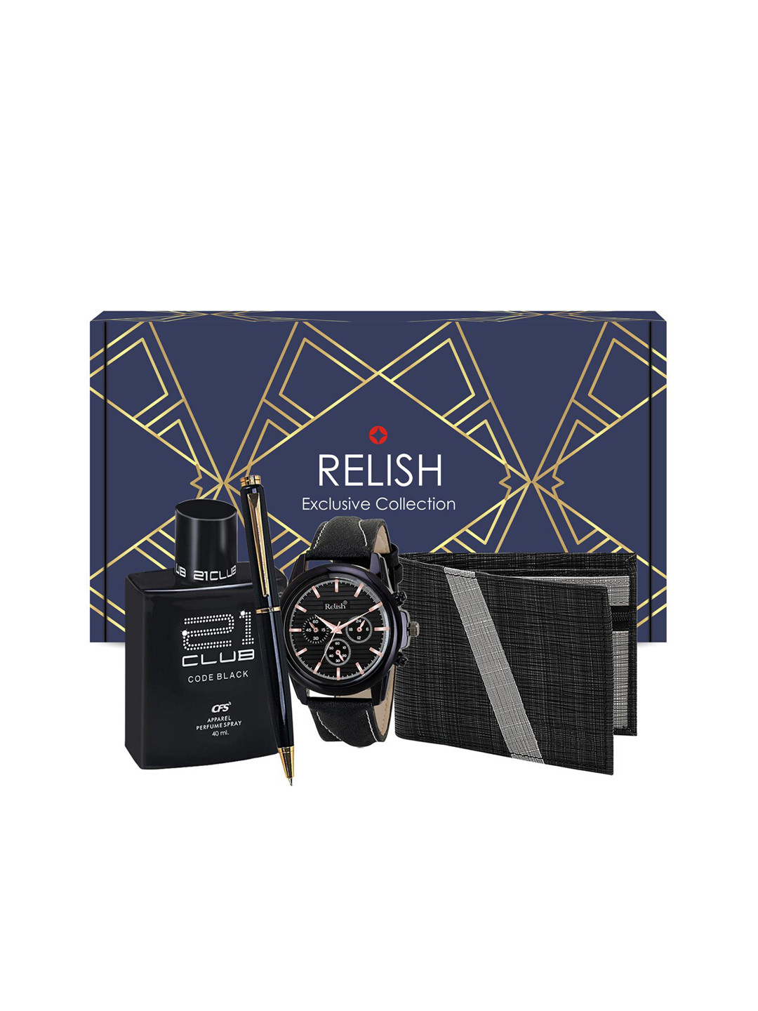 Relish Men Black Solid Accessory Gift Set