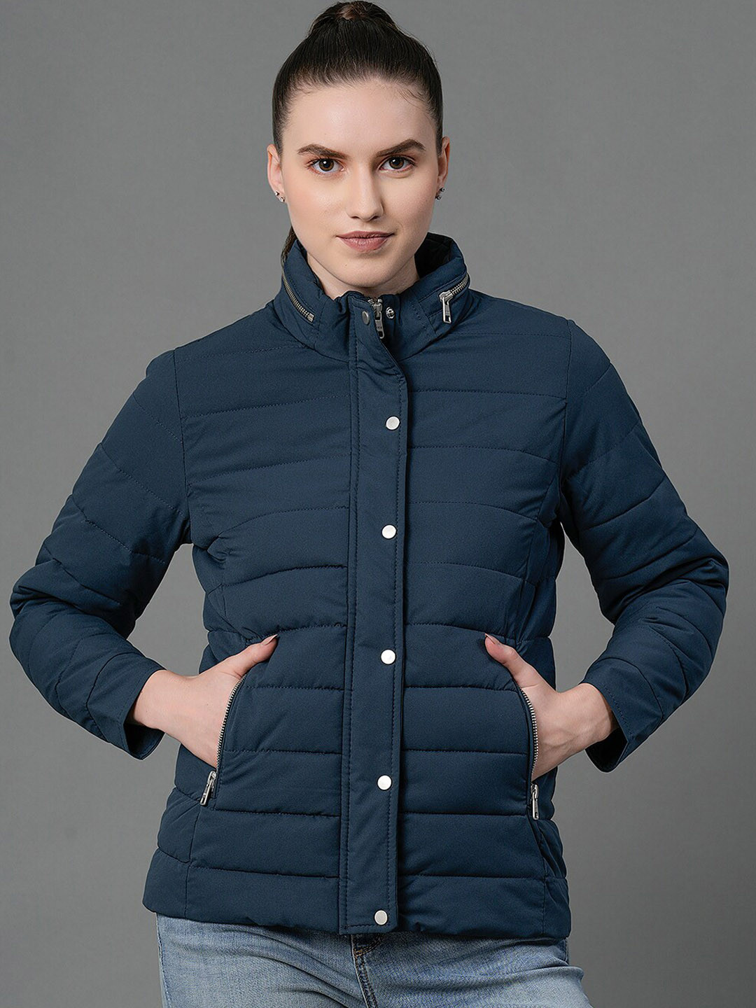 Mode by Red Tape Women Blue Padded Jacket