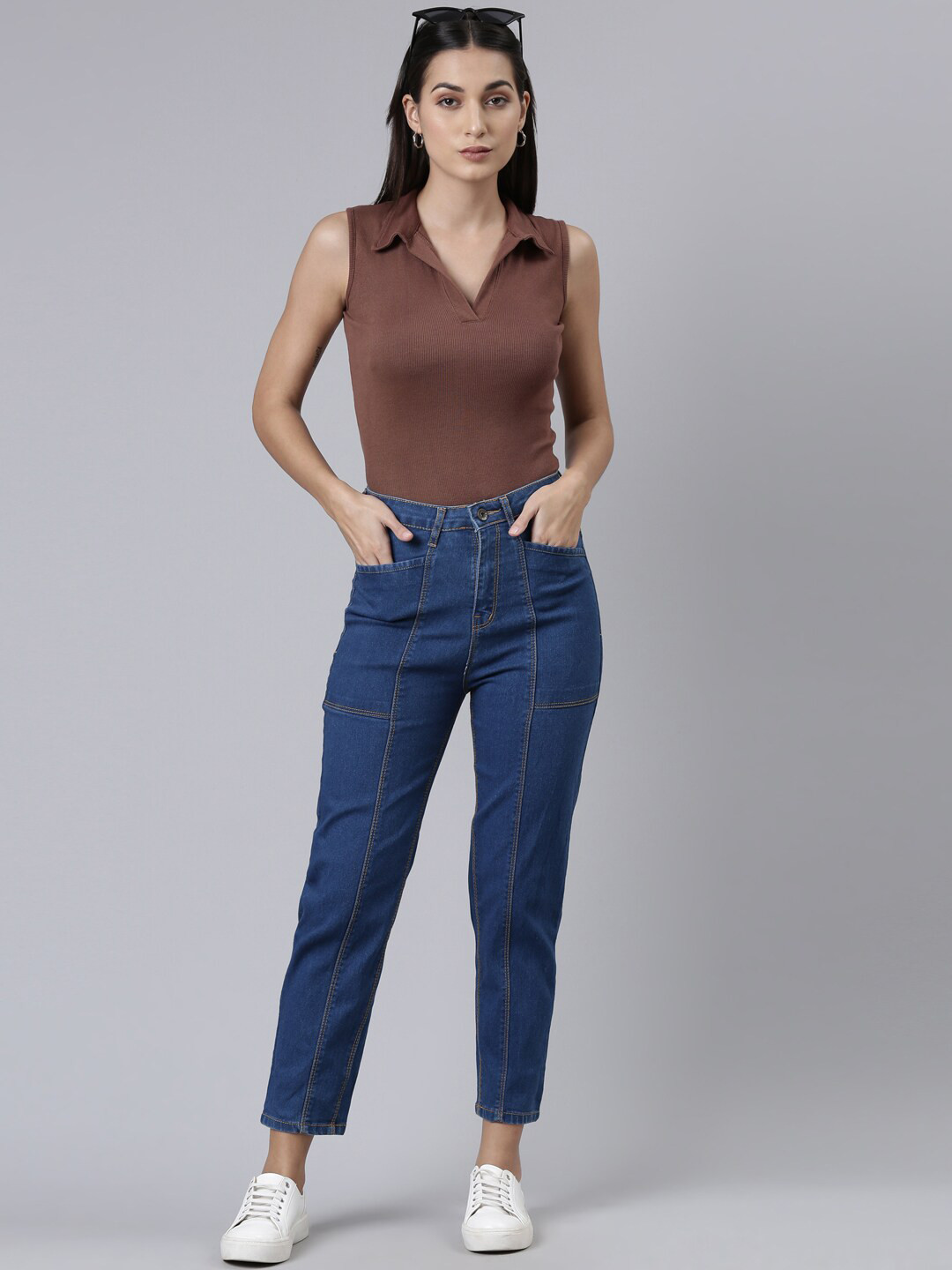 ZHEIA Women Blue Medium Shade Relaxed Fit Jeans