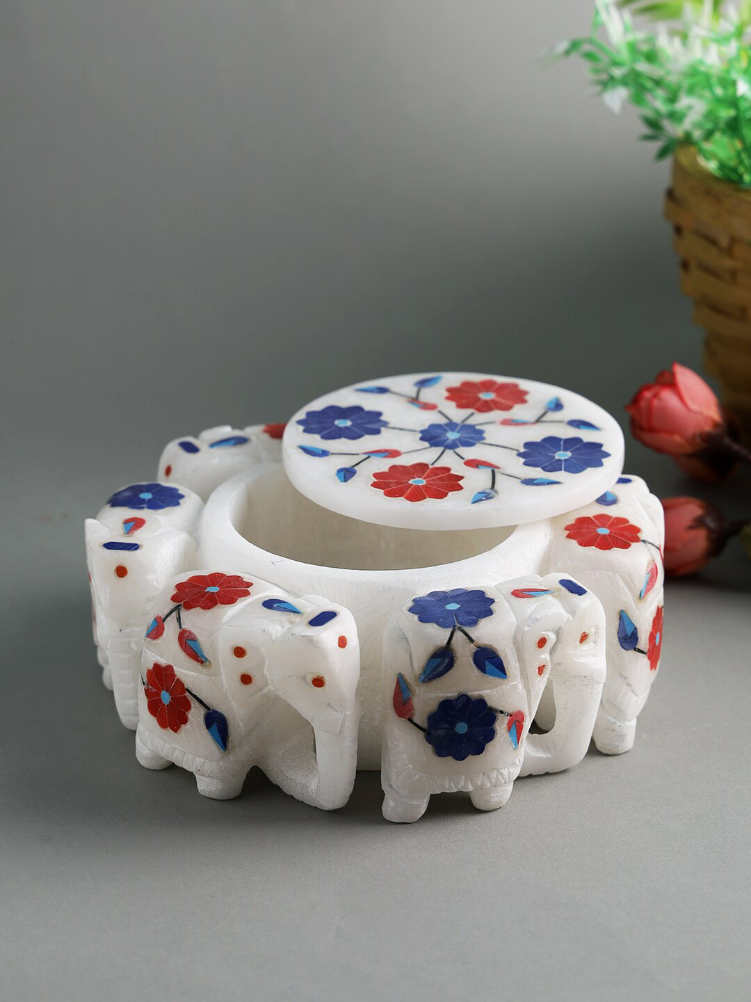 Aapno Rajasthan White Printed Multi-Utility Storage Box Organiser