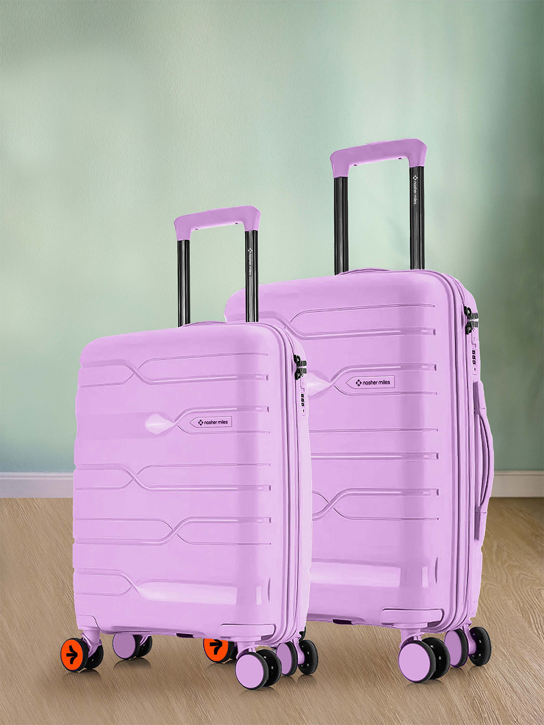 Nasher Miles Set Of 2 Paris Polypropylene Small-Medium Purple Trolley Bags (55-65 cm)