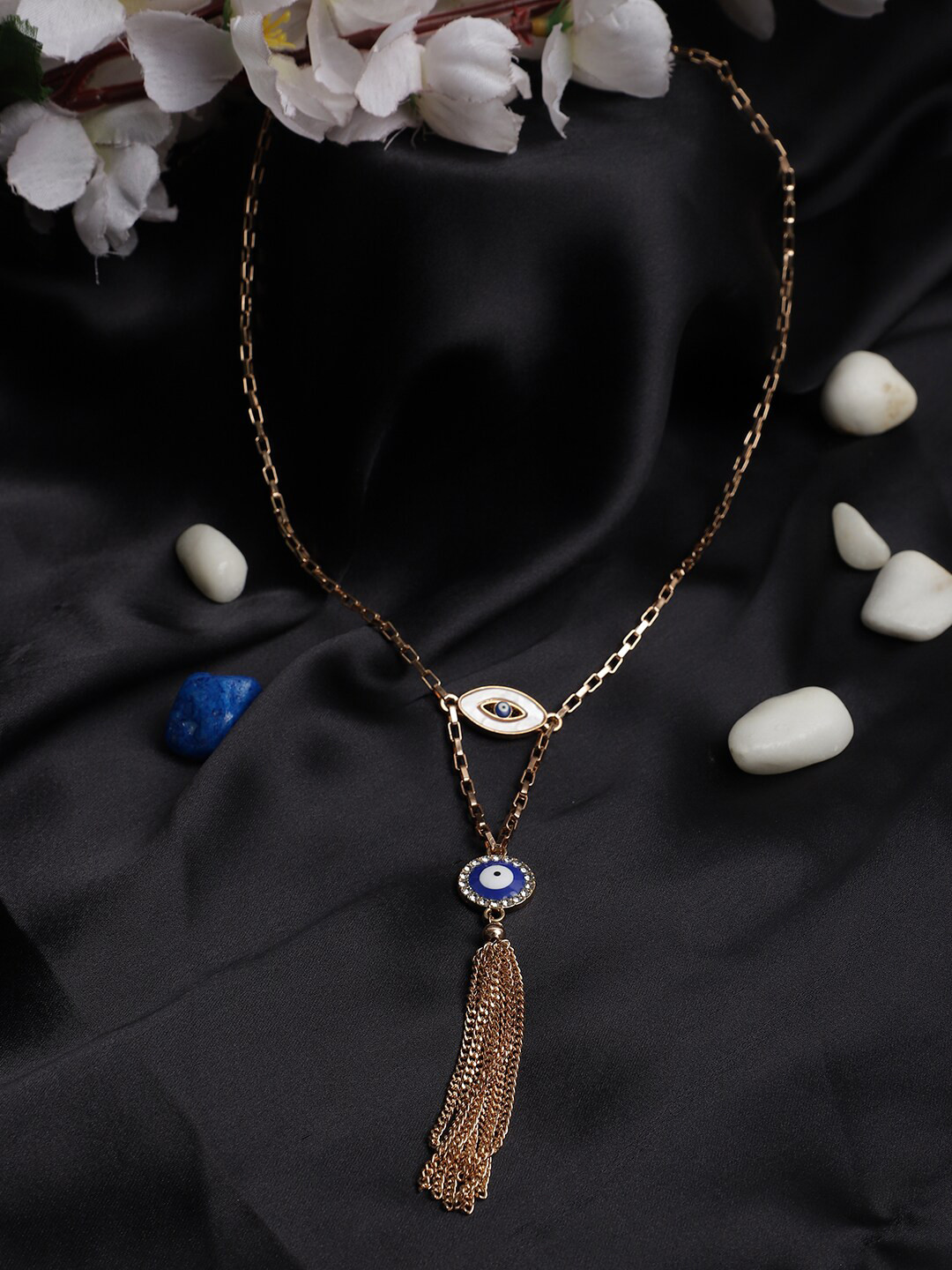 Madame Gold & Blue Rose Gold-Plated Necklace