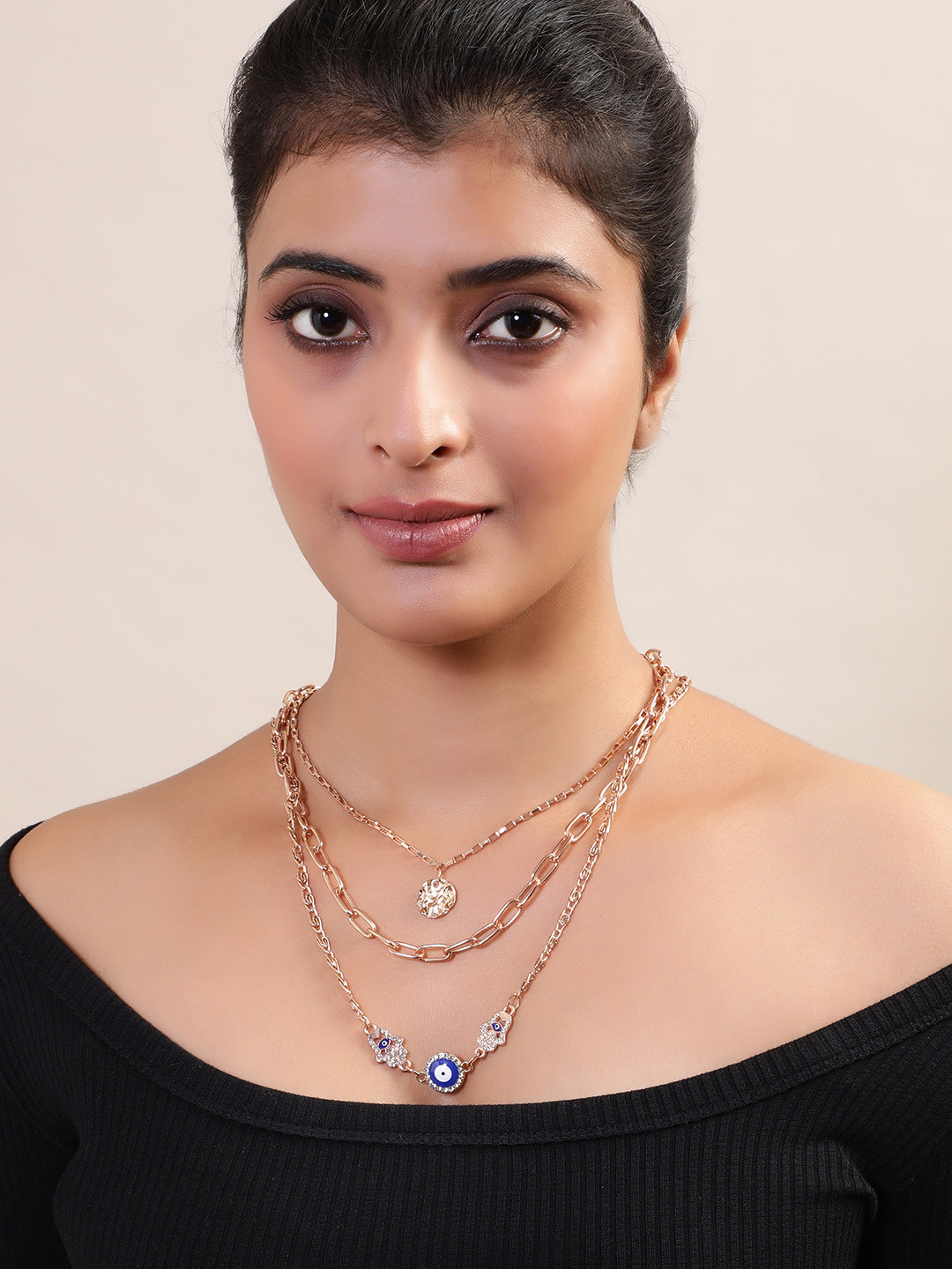 Madame Rose Gold & Blue Rose Gold-Plated Layered Necklace