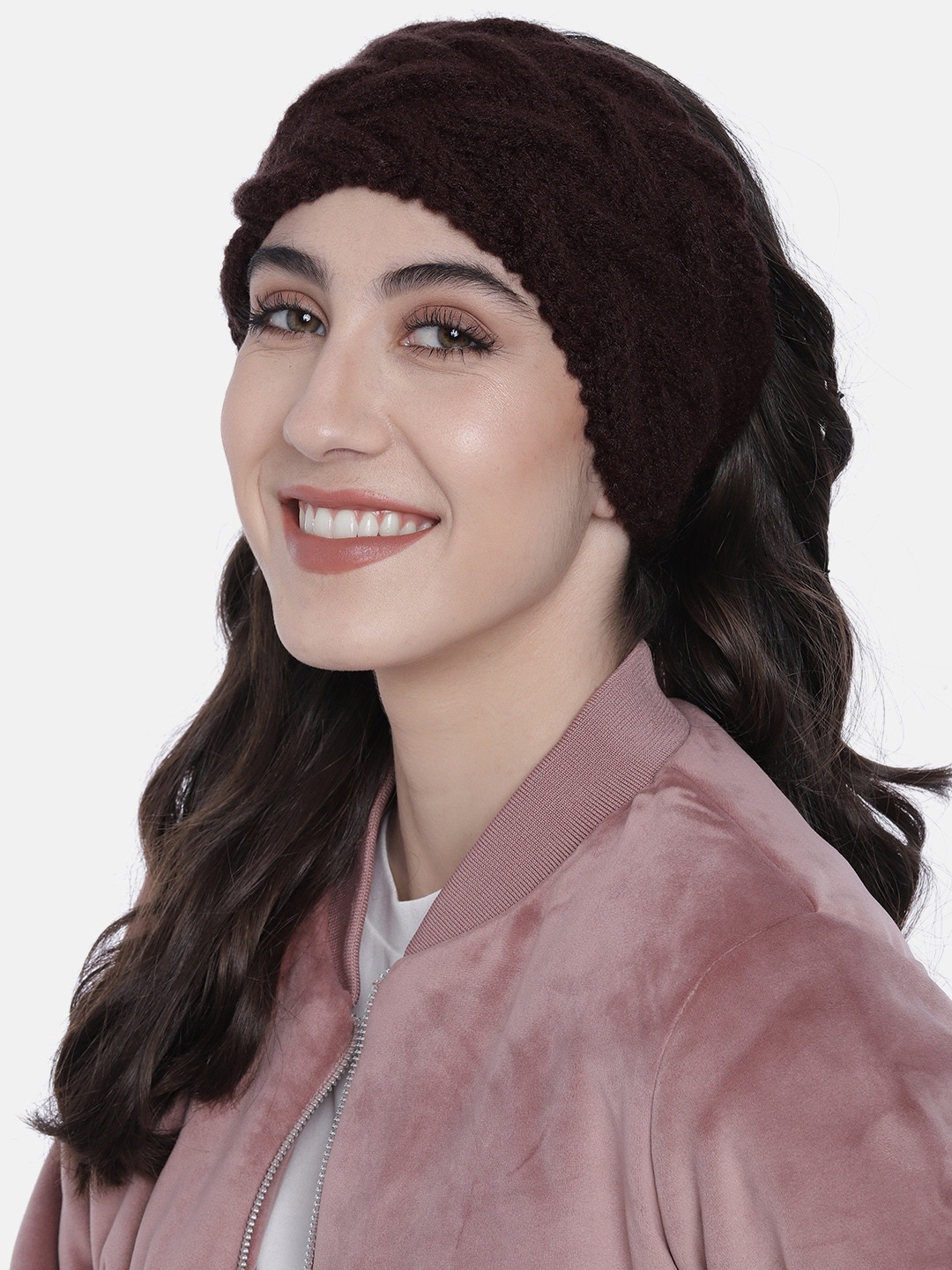 Magic Needles Women Brown Knitted Chill Wrap Headband