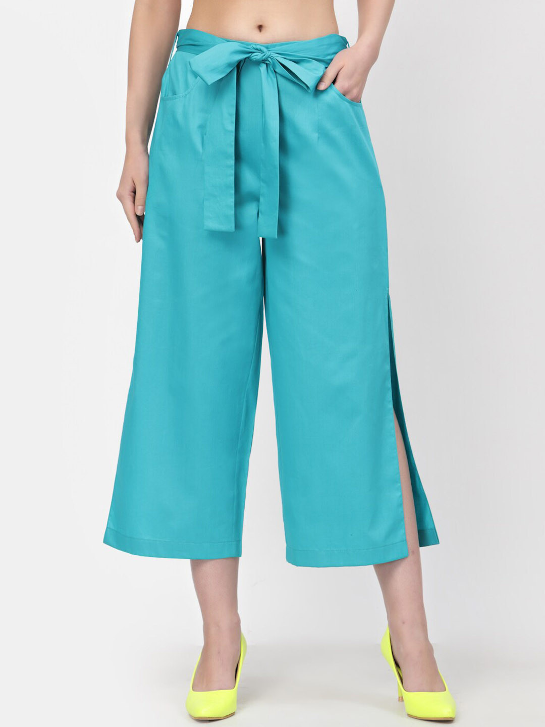 LELA A-Line Cropped Palazzos With Open Slits