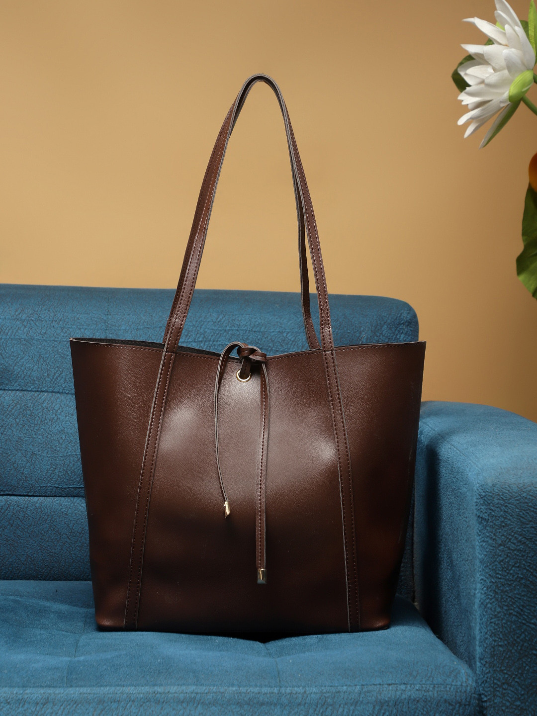 LEGAL BRIBE Brown Solid Oversized Shopper Tote Bag
