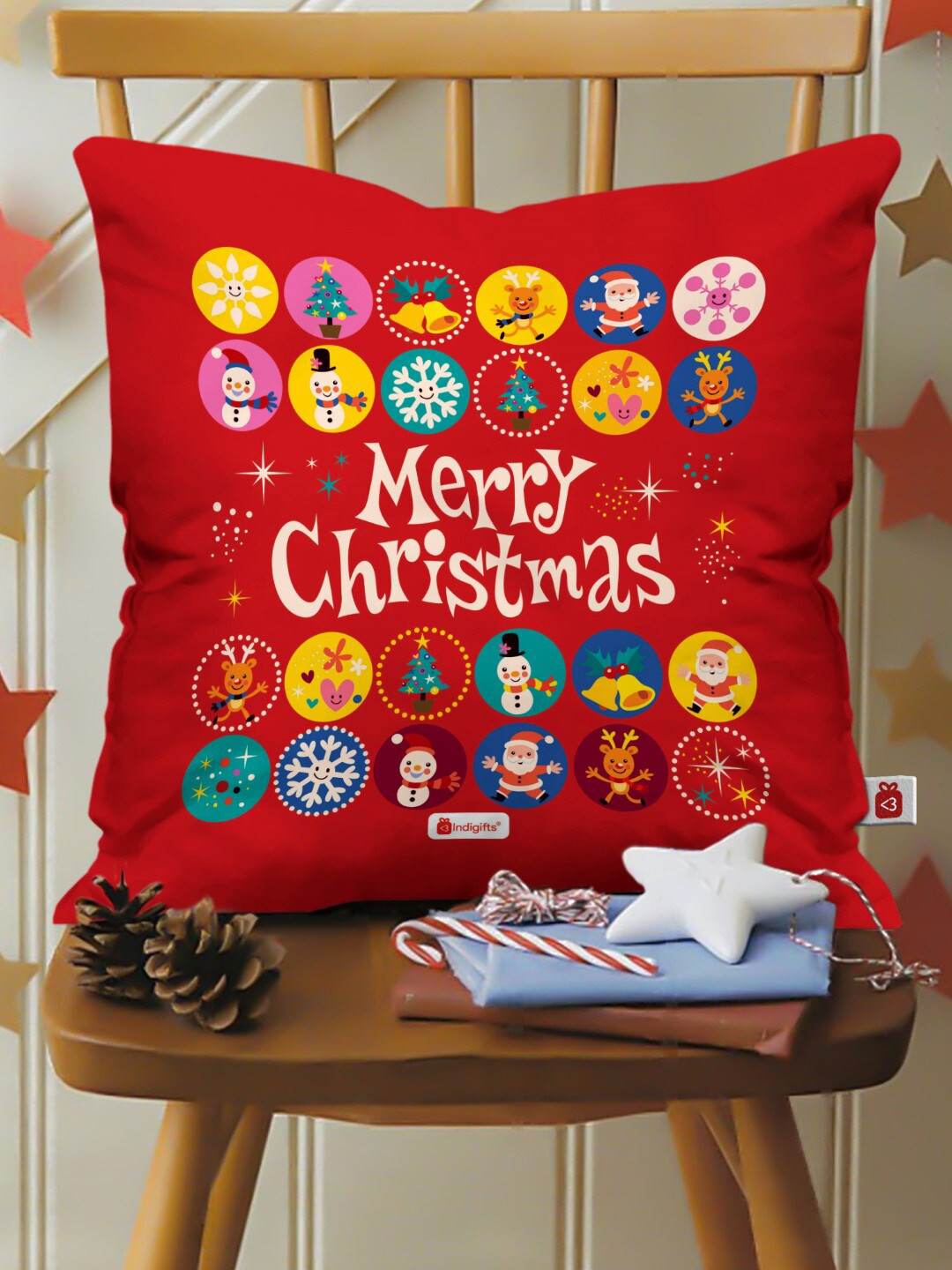 Indigifts Christmas Themed Square Cushion