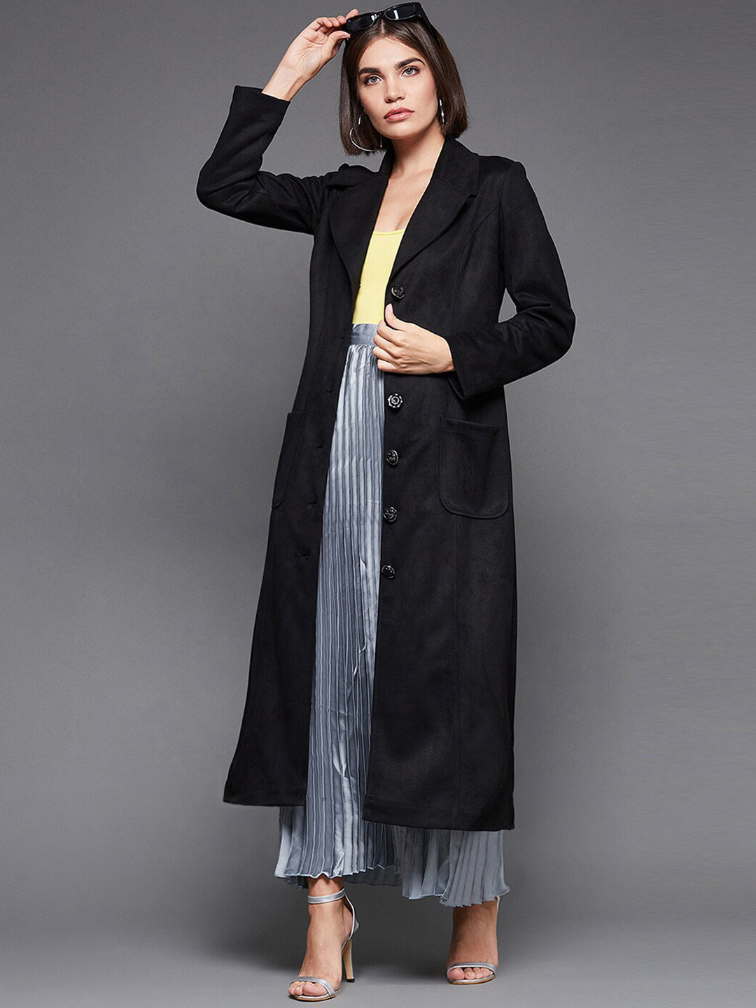 Miss Chase Suede Longline Overcoat