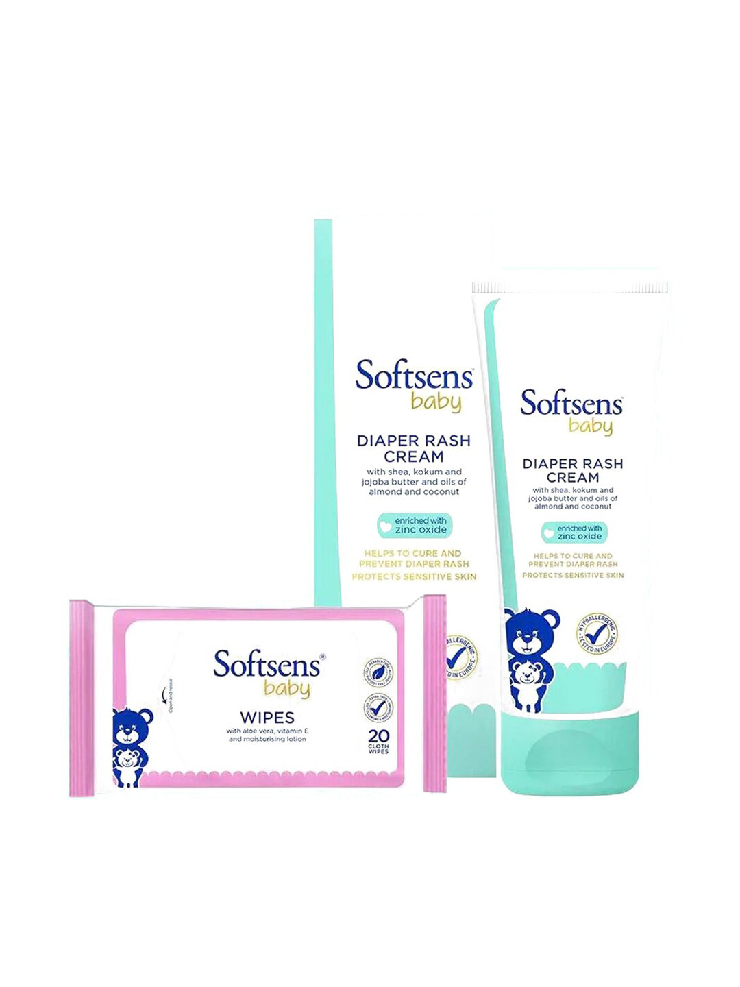 Softsens Diaper Rash Protection Kit - Diaper Rash Cream 50 g + Baby Wipes 20 Cloth Wipes