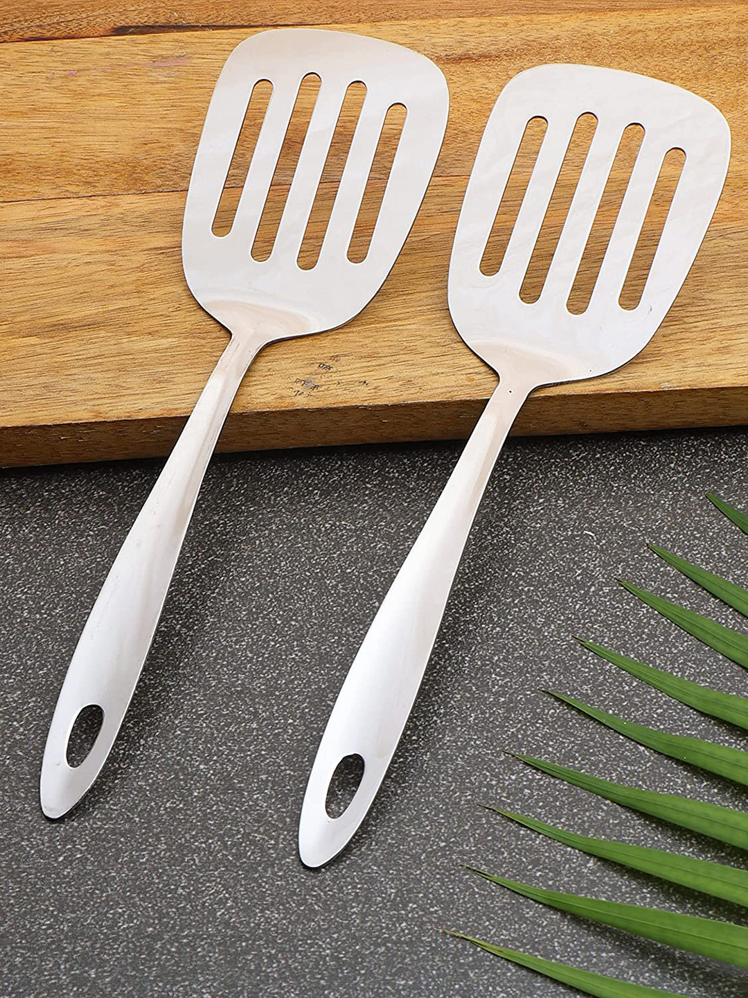 ZEVORA Serving spoon Set Of 2 Silver-Toned Solid Serving Spoon