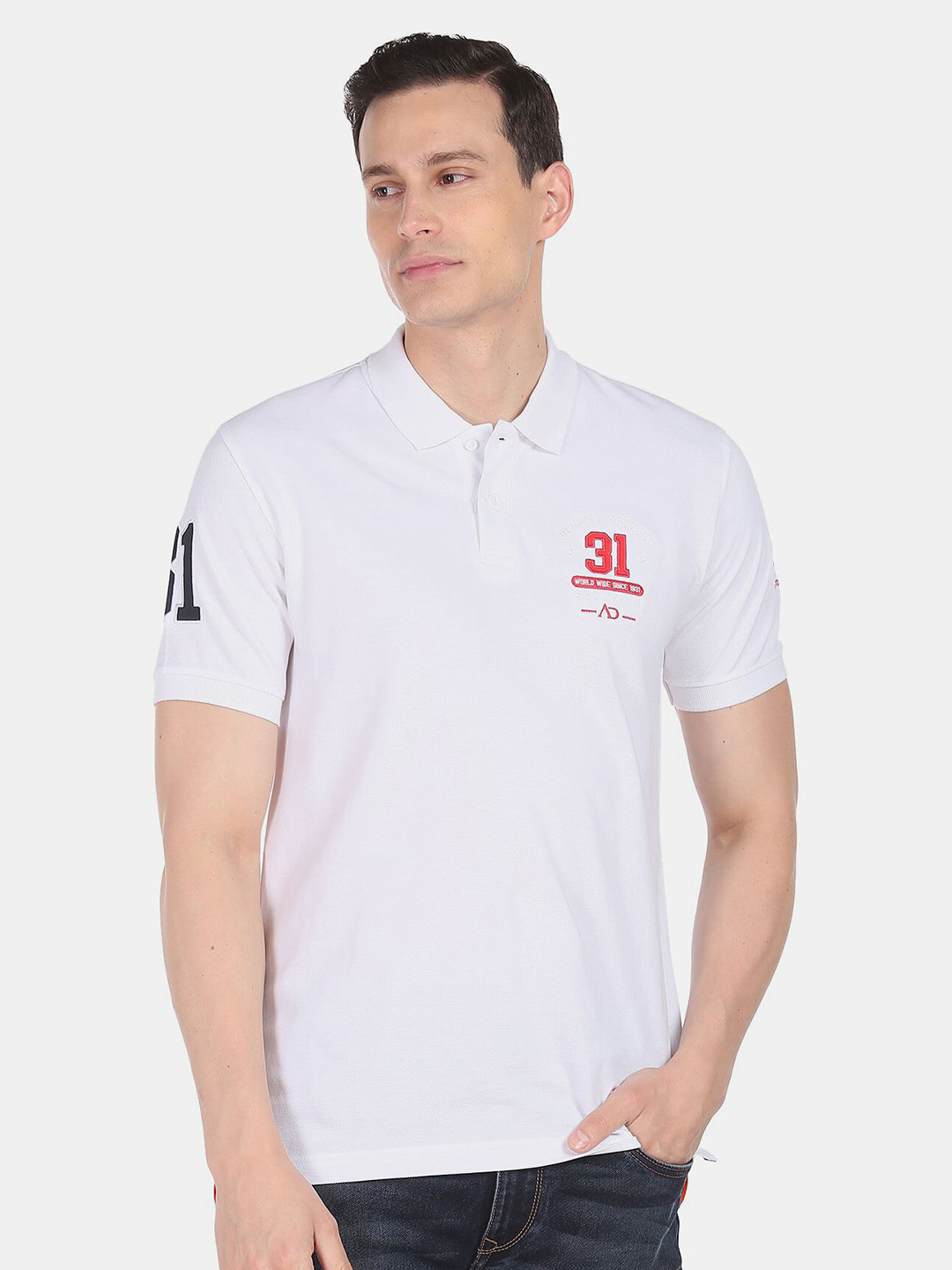 AD By Arvind Polo Collar Slim Fit Pure Cotton T-shirt