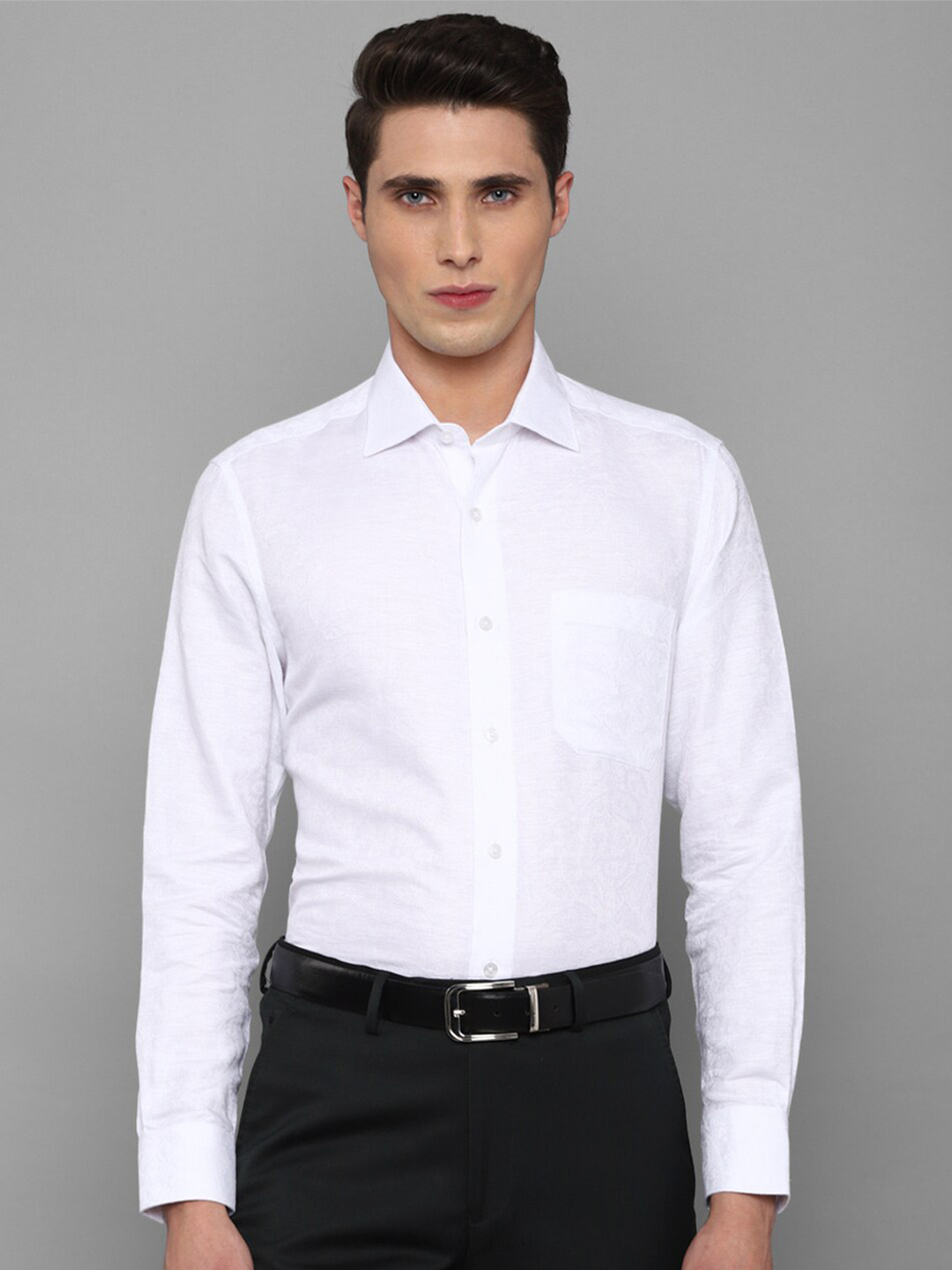 Louis Philippe Men White Formal Cotton Shirt
